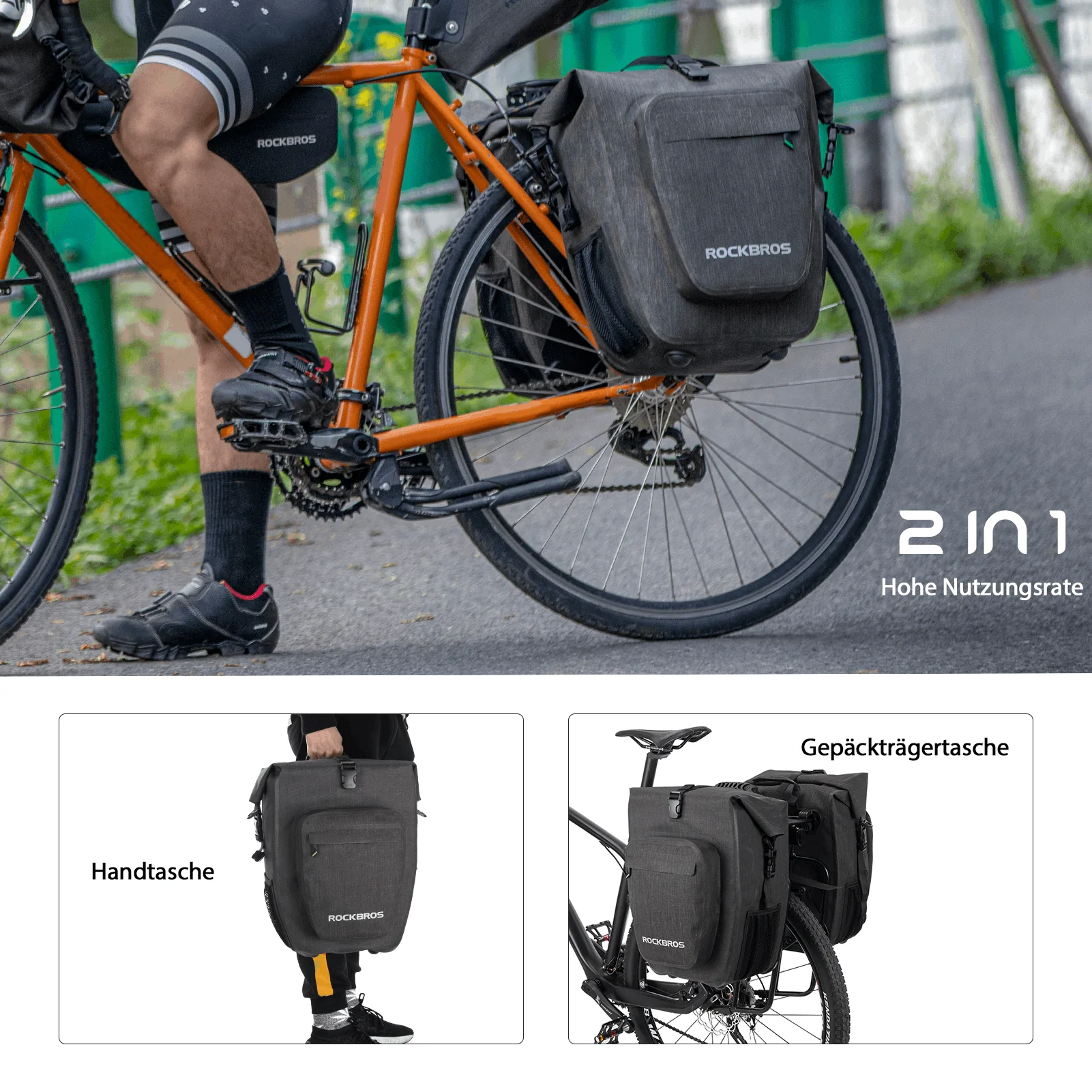 ROCKBROS Fahrrad hinter Gepäckträgertasche wasserdicht 20-27L für E-Bike/Rennrad/MTB - Image 9