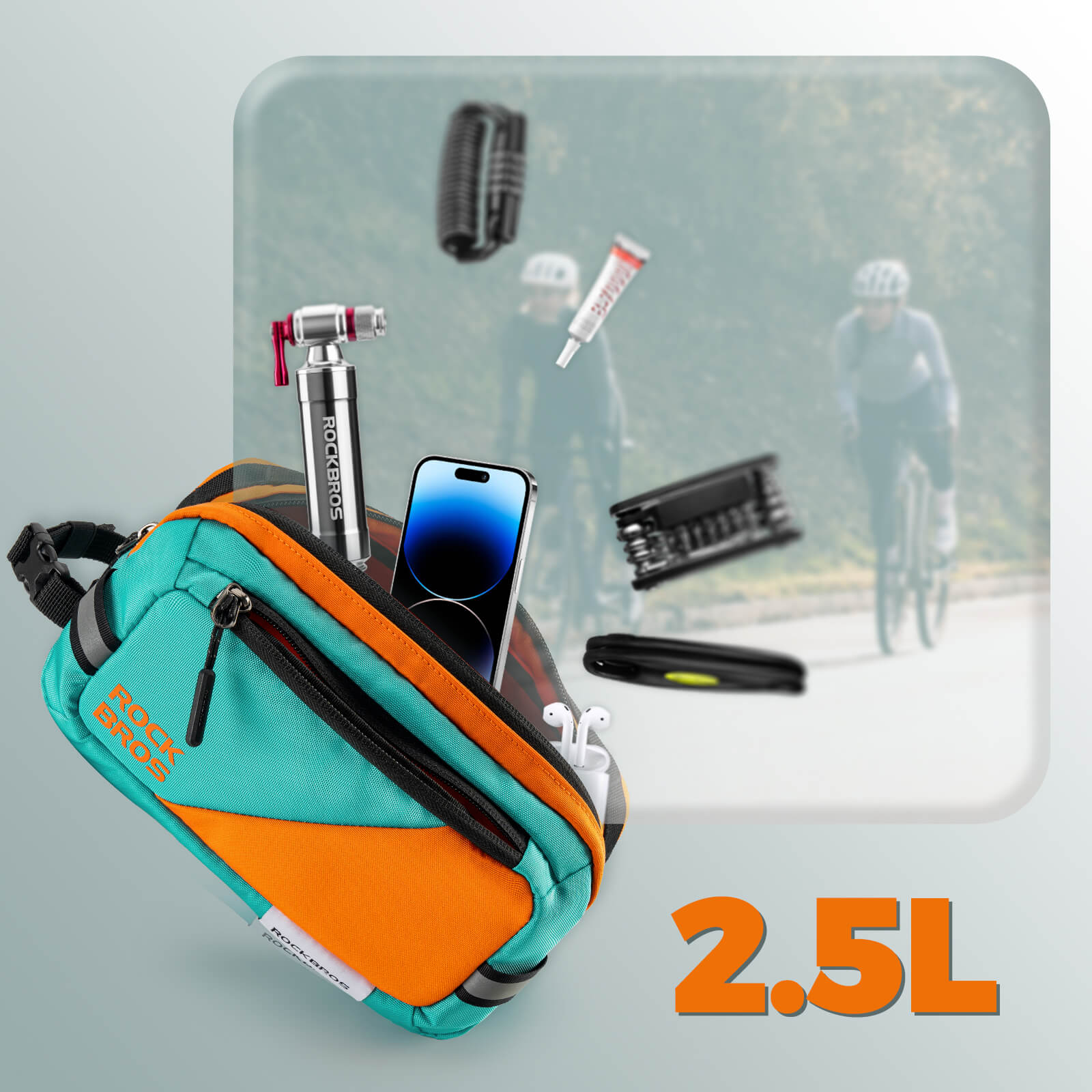 ROCKBROS Fahrrad Lenkertasche Fahrradtasche mit Schultergurt 2,5L Umhängetasche - Image 3