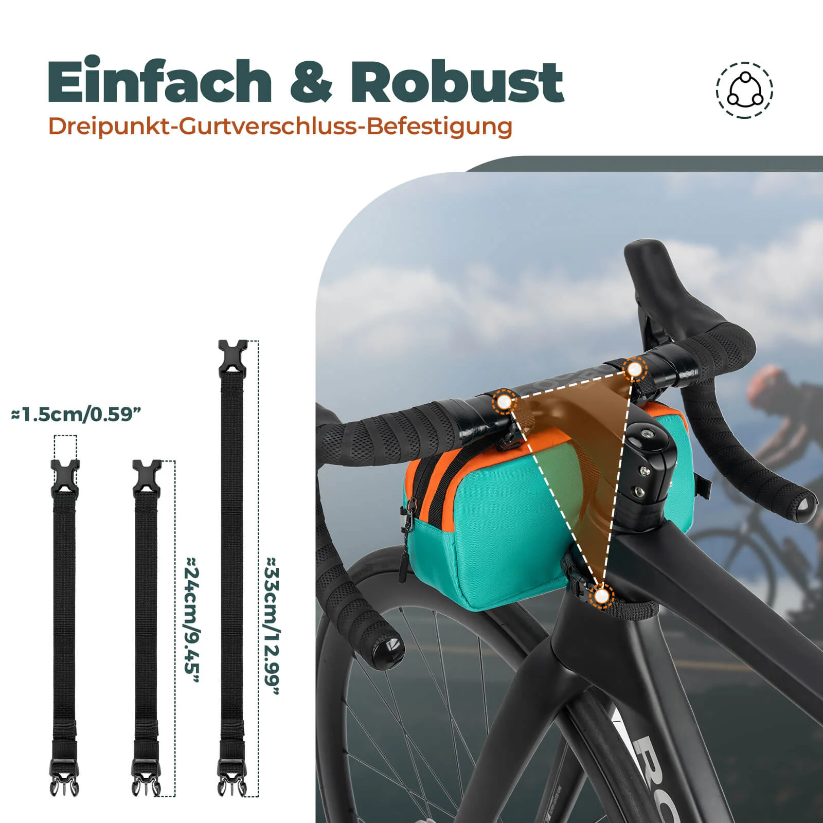 ROCKBROS Fahrrad Lenkertasche Fahrradtasche mit Schultergurt 2,5L Umhängetasche - Image 4
