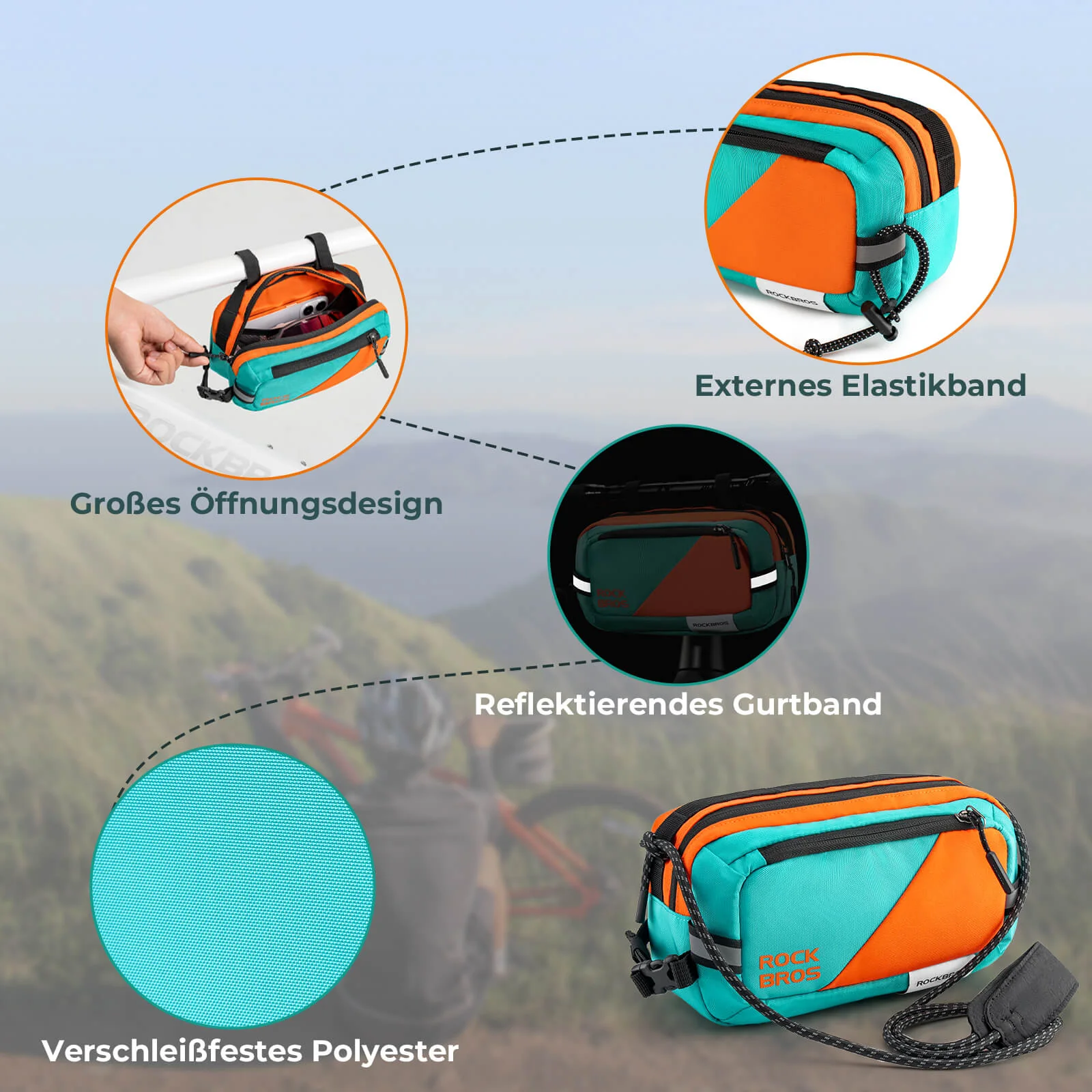 ROCKBROS Fahrrad Lenkertasche Fahrradtasche mit Schultergurt 2,5L Umhängetasche - Image 5