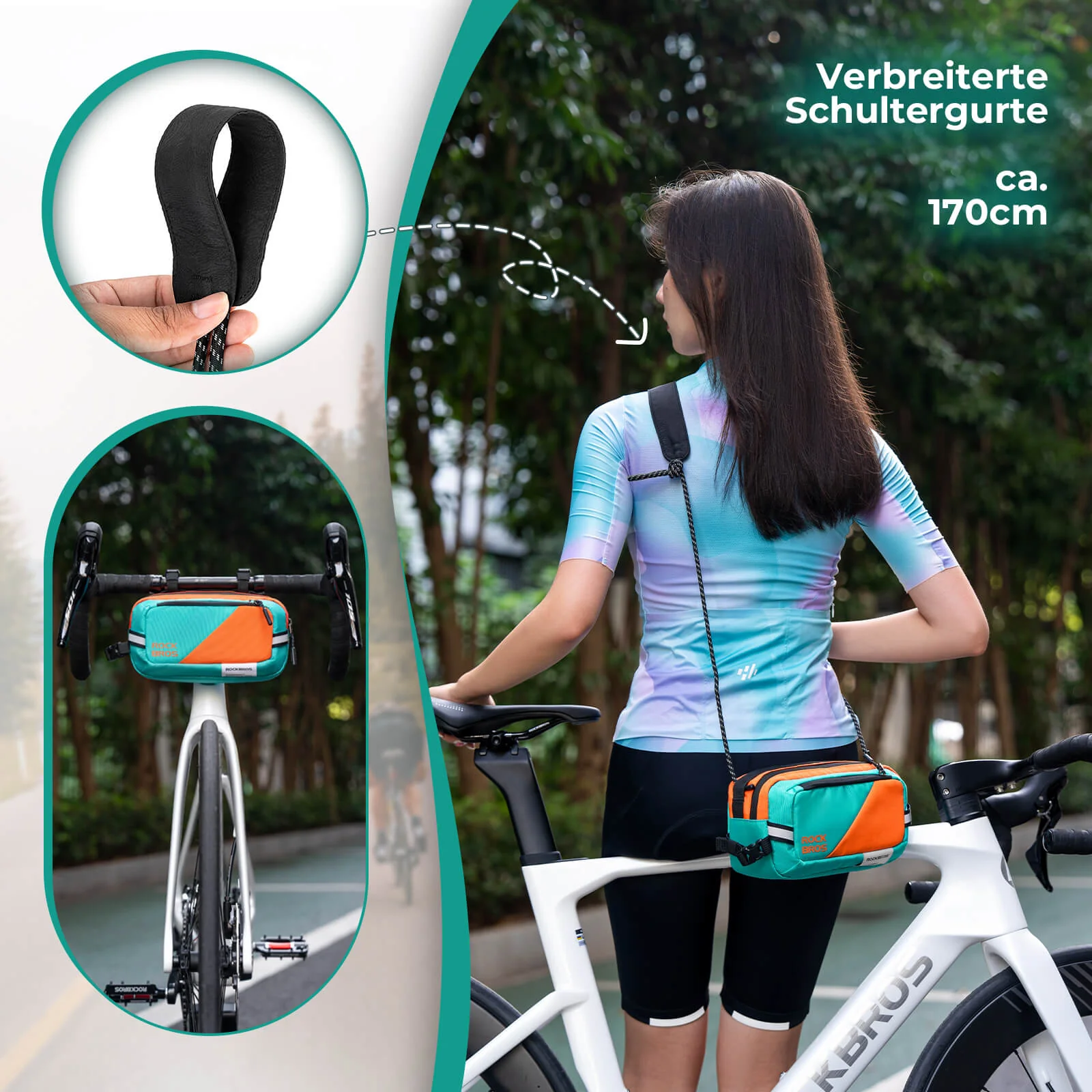 ROCKBROS Fahrrad Lenkertasche Fahrradtasche mit Schultergurt 2,5L Umhängetasche - Image 6
