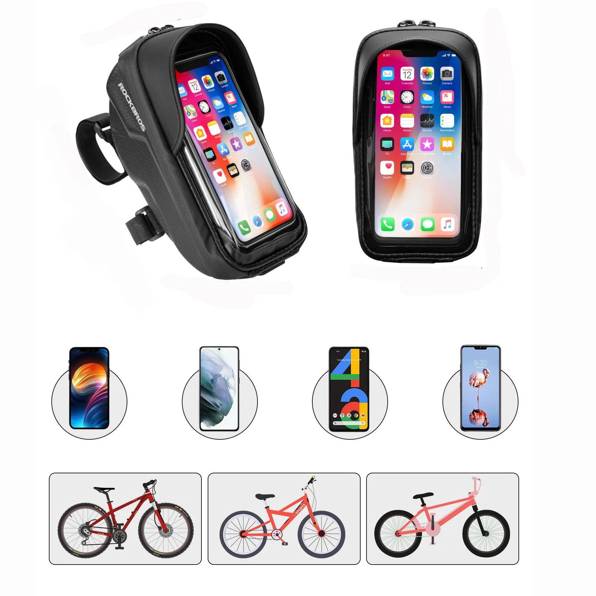 ROCKBROS Fahrrad Lenkertasche Handyhalterung mit TPU Touchscreen - Image 7