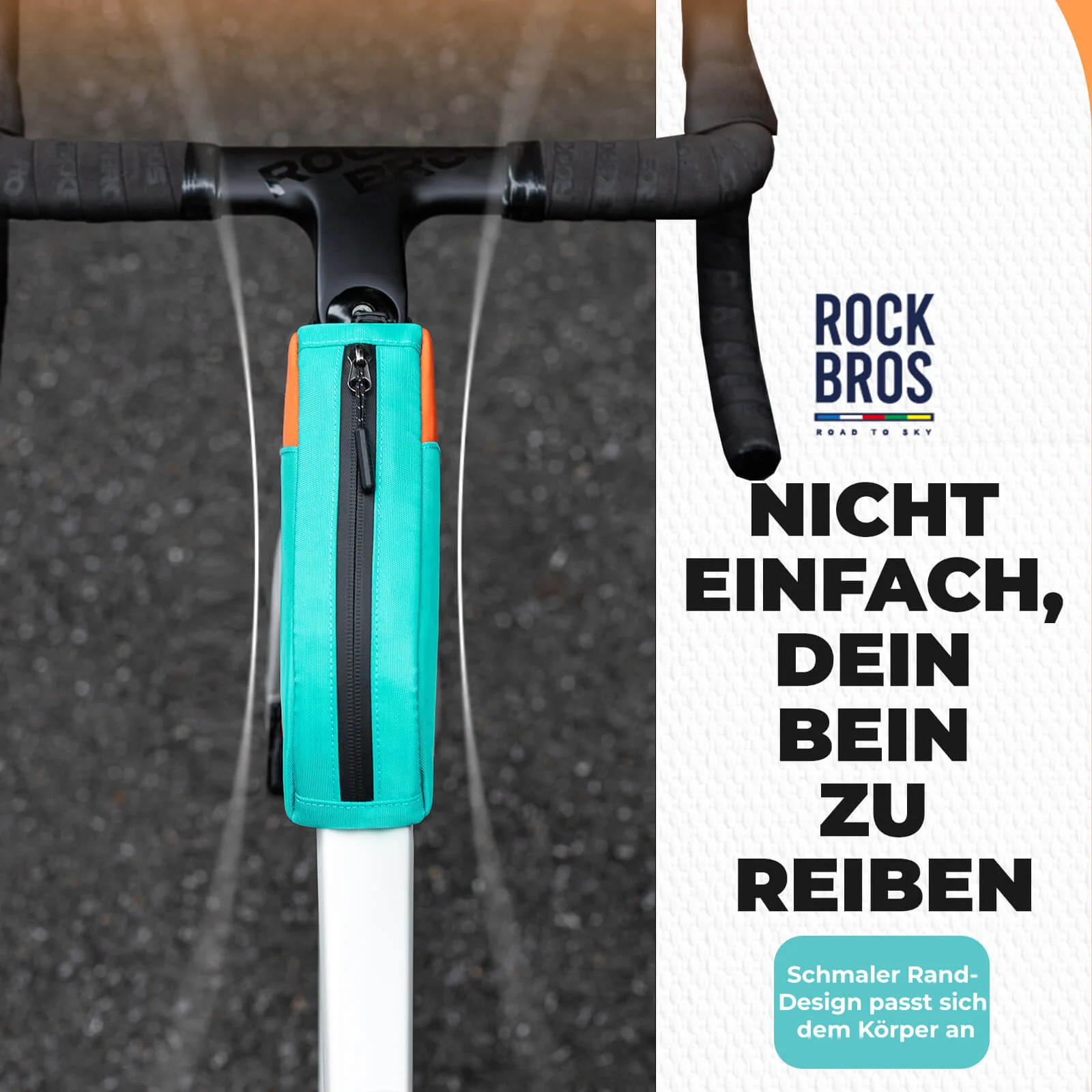 ROCKBROS Fahrrad Oberrohrtasche Schnellverschlussschnalle & Bungee-Seil-Fixierung 0,8L - Image 3