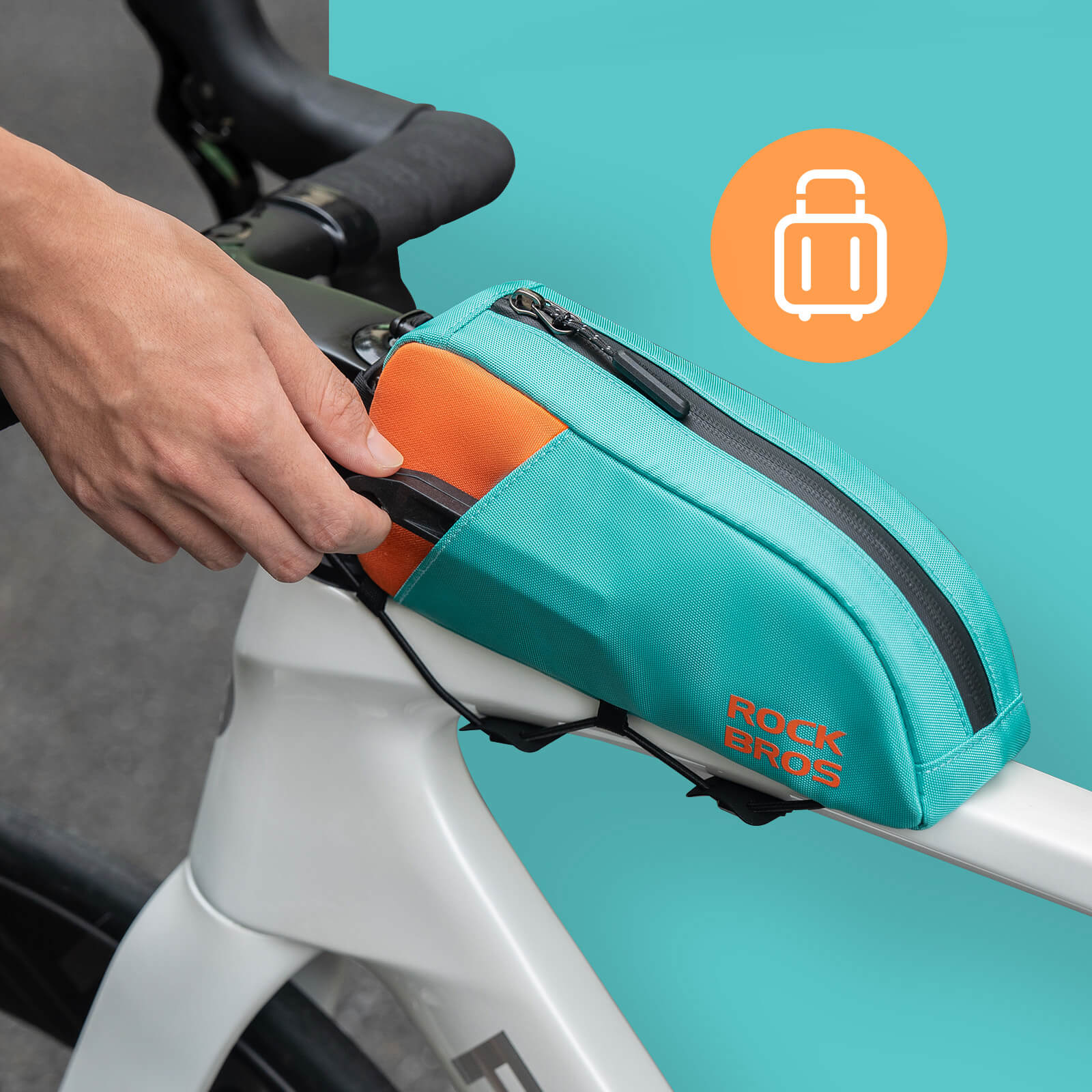 ROCKBROS Fahrrad Oberrohrtasche Schnellverschlussschnalle & Bungee-Seil-Fixierung 0,8L - Image 5