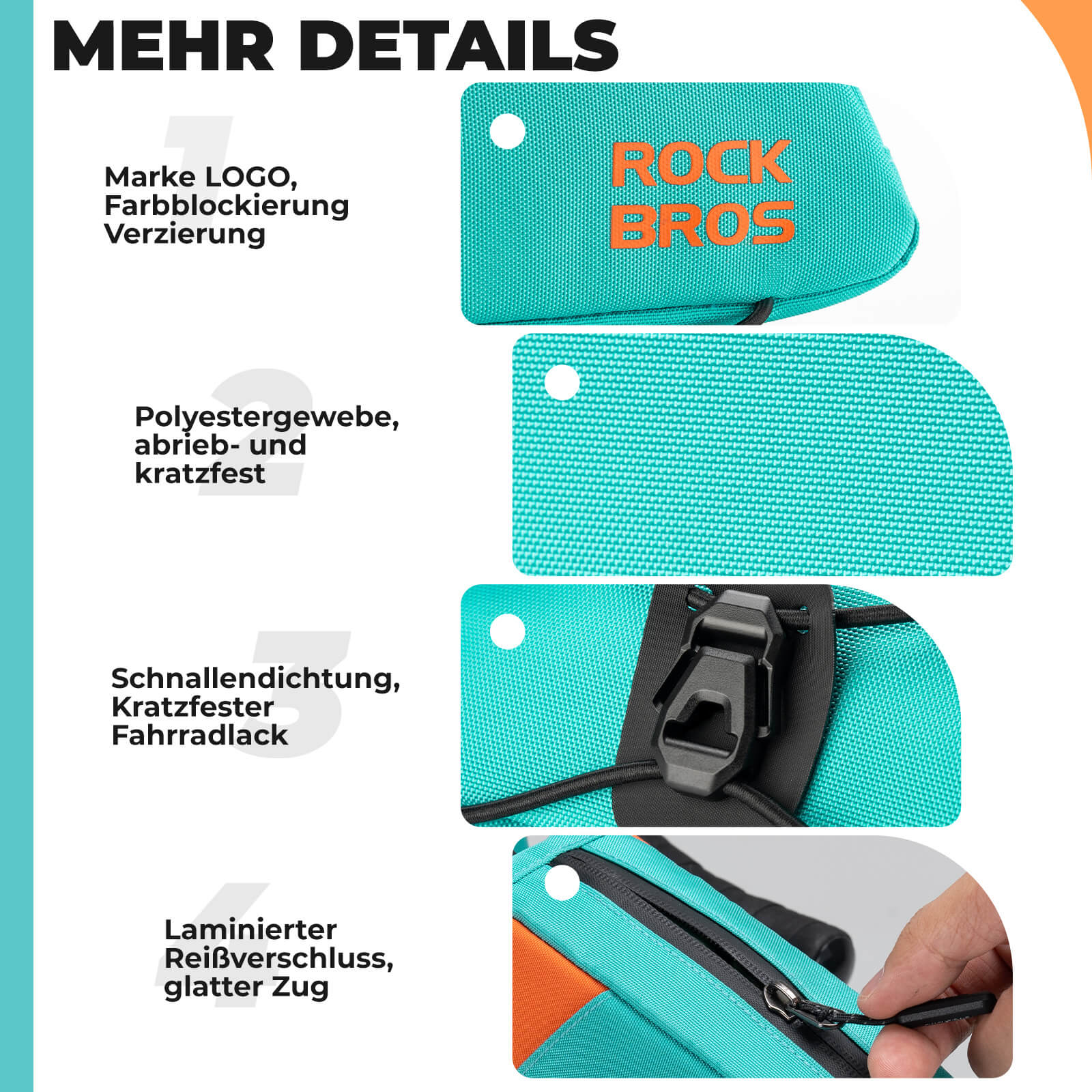 ROCKBROS Fahrrad Oberrohrtasche Schnellverschlussschnalle & Bungee-Seil-Fixierung 0,8L - Image 6