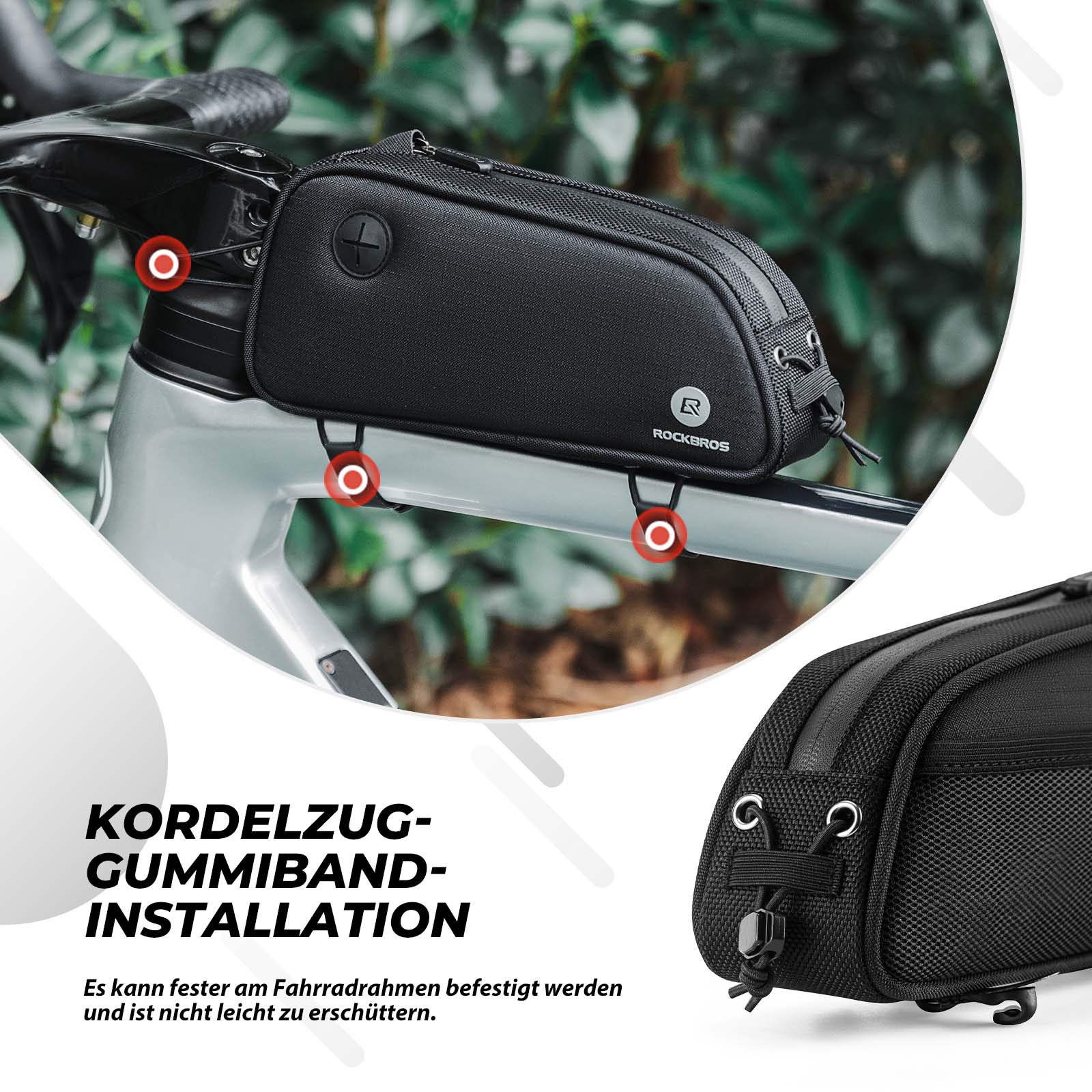 ROCKBROS Fahrrad Rahmentasche 1.3L MTB Oberrohrtasche Schwarz - Image 6