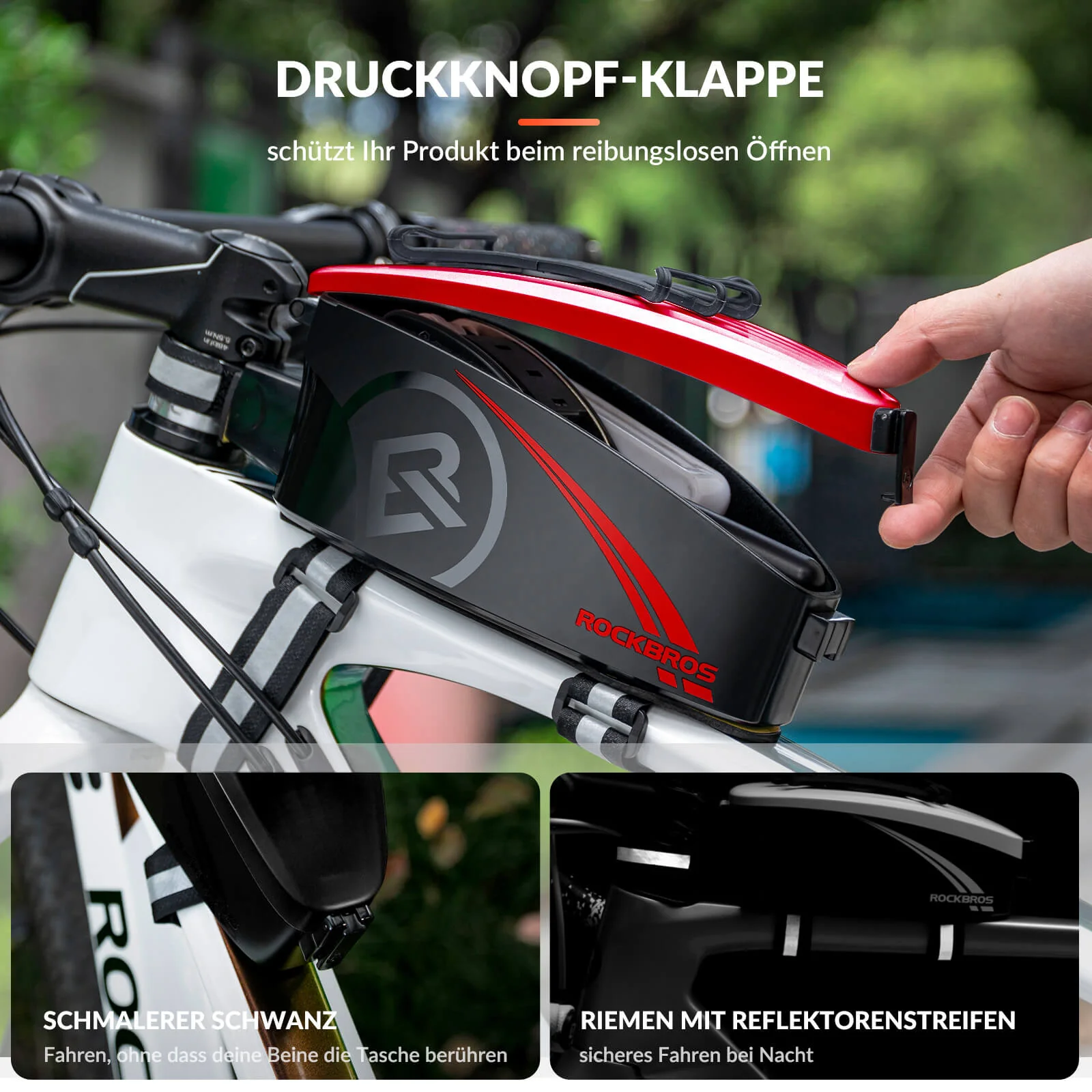ROCKBROS Fahrrad Rahmentasche Oberrohrtasche mit Regenschutz - Image 12
