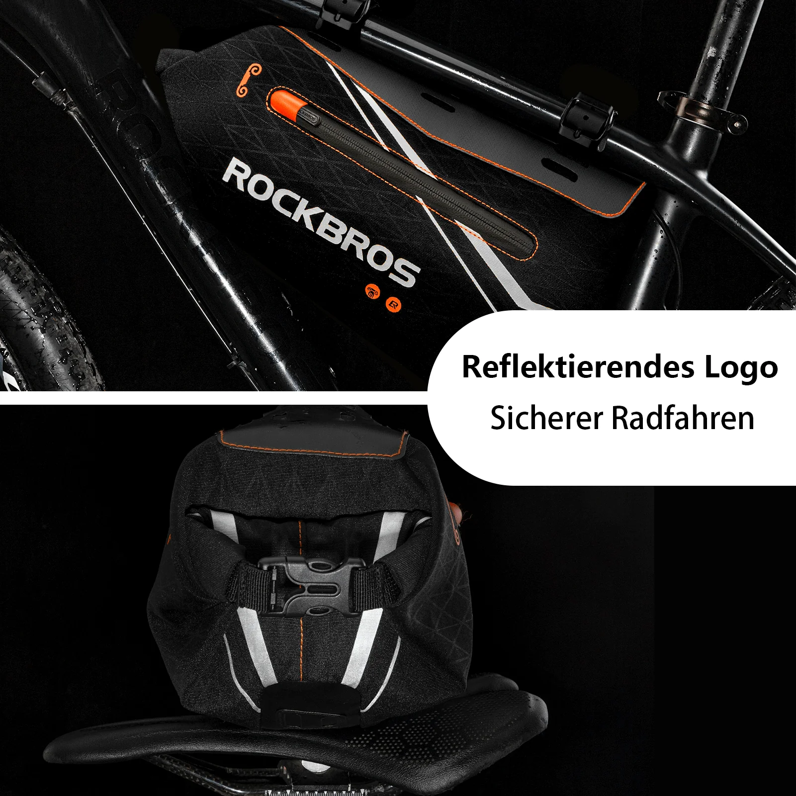 ROCKBROS Fahrrad Rahmentasche wasserdichte Dreiecktasche 3,5L Schwarz - Image 6