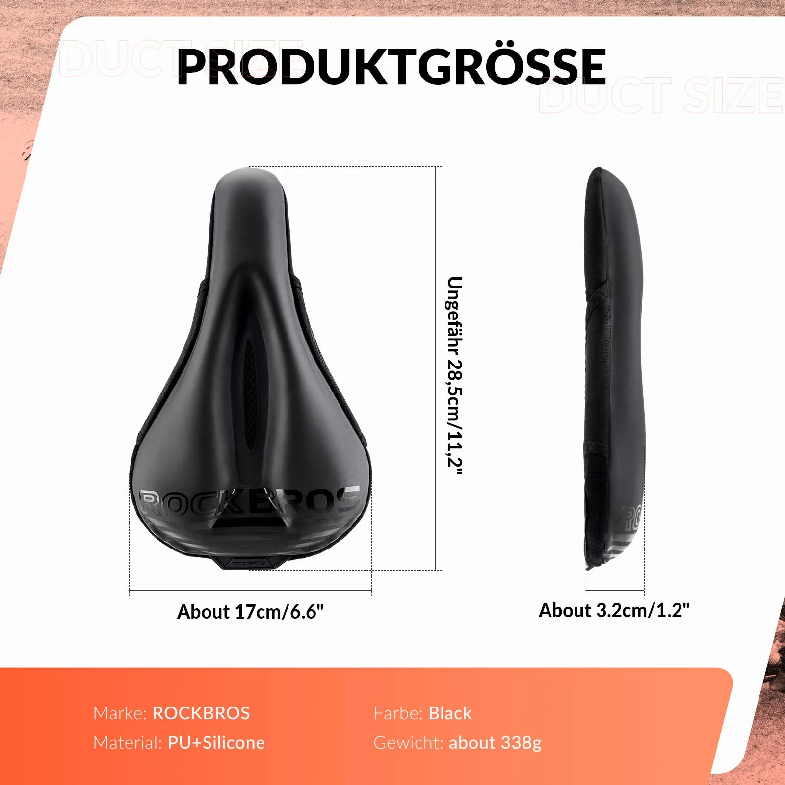 ROCKBROS Fahrrad Sattelbezug Gel Gepolsterter Weicher Fahrradsitz Bezug - Image 3