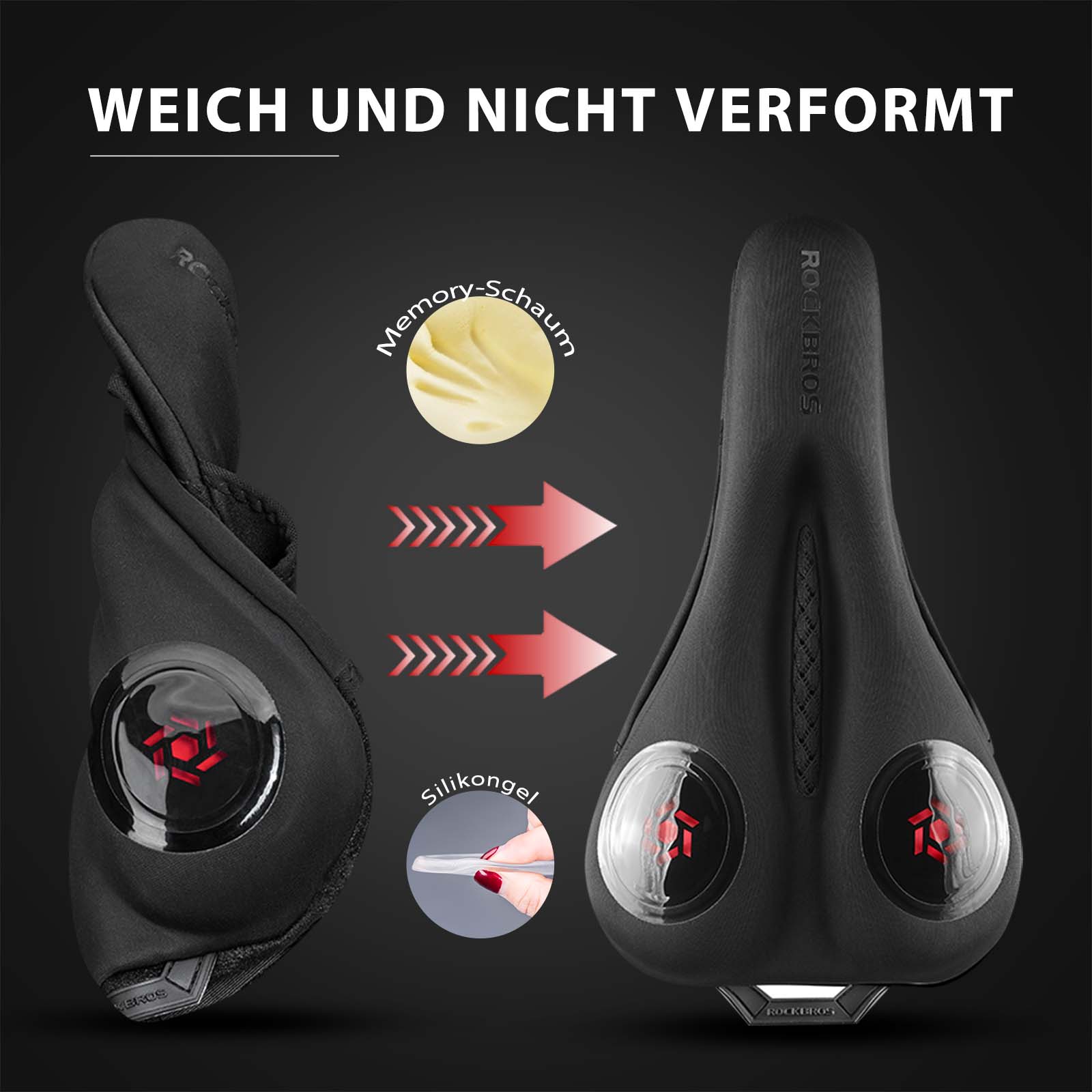 ROCKBROS Fahrrad Sattelbezug Gel Sattel Überzug Schwarz - Image 10