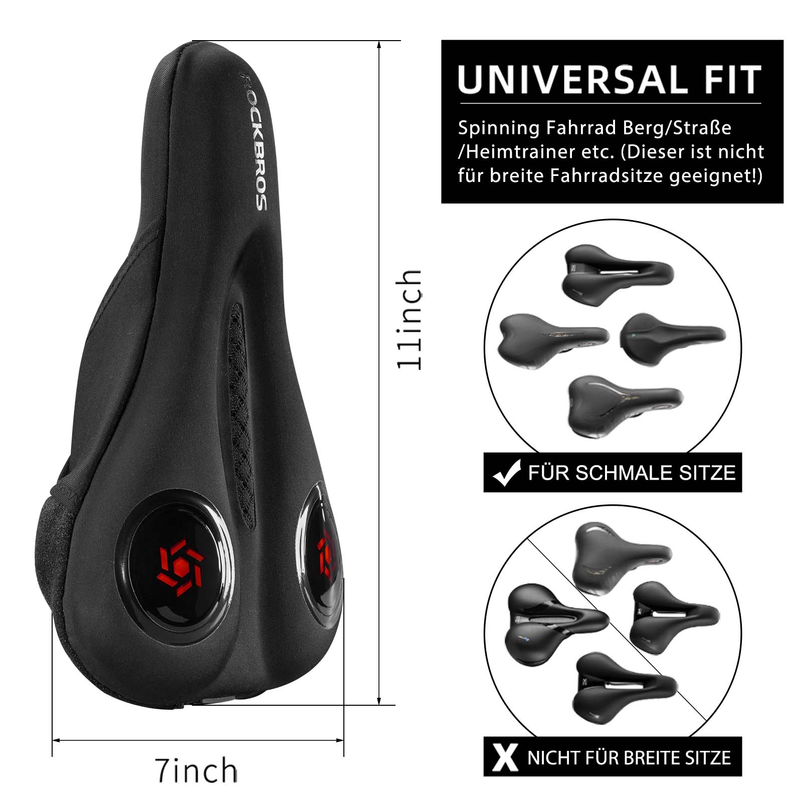 ROCKBROS Fahrrad Sattelbezug Gel Sattel Überzug Schwarz - Image 7