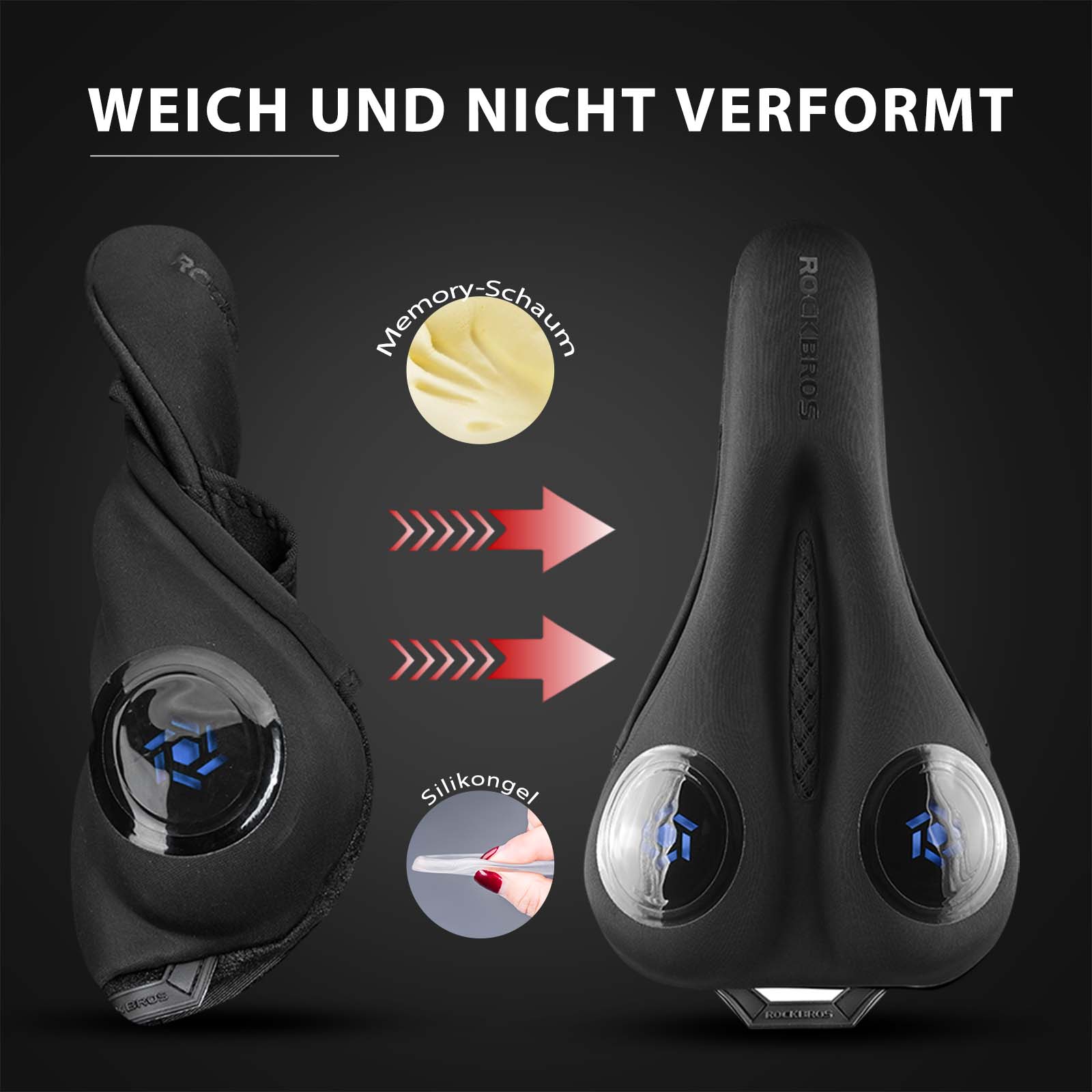 ROCKBROS Fahrrad Sattelbezug Gel Sattel Überzug Schwarz - Image 8