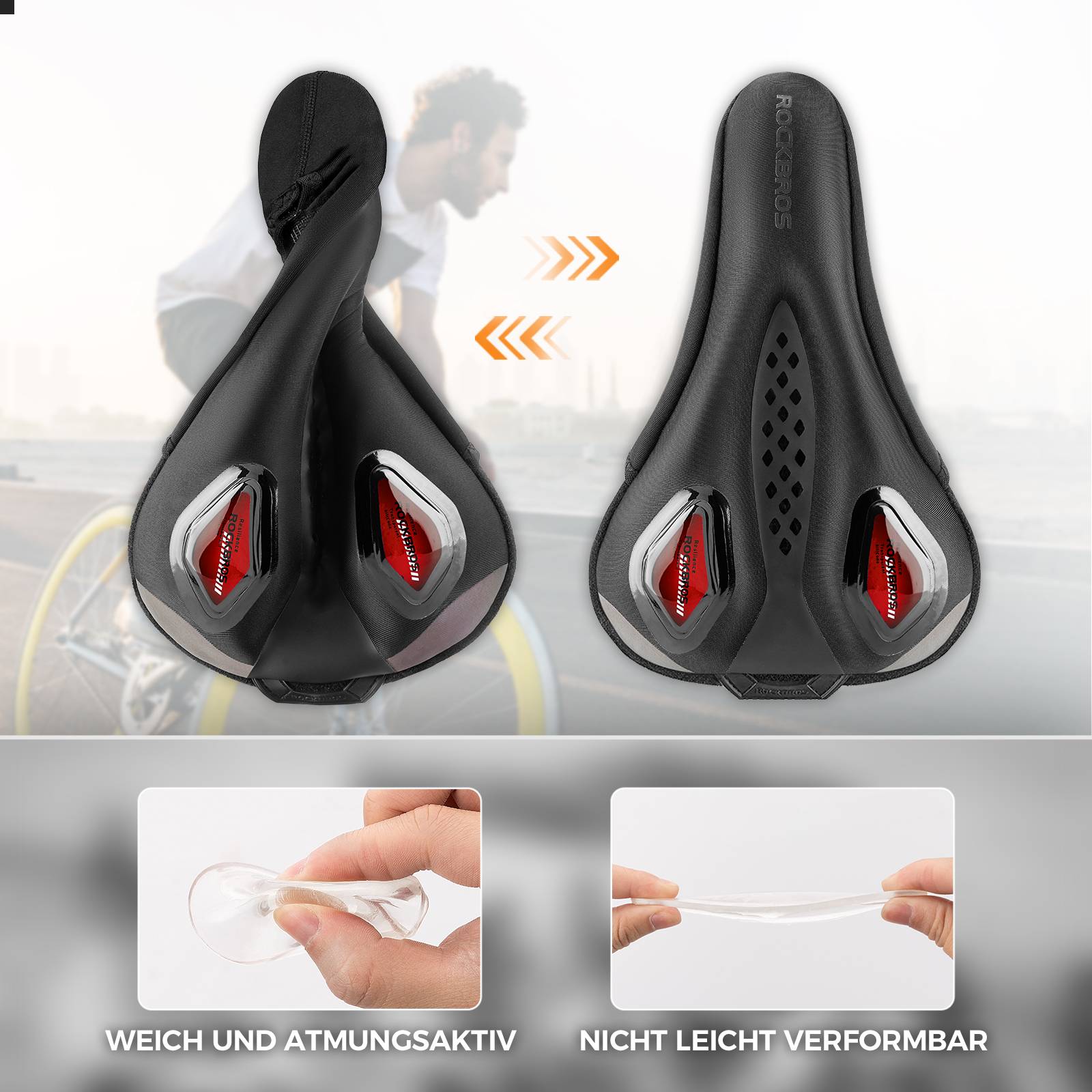 ROCKBROS Fahrrad Sattelbezug Gelüberzug für Fahrradsitz mit Wasserdichter - Image 12