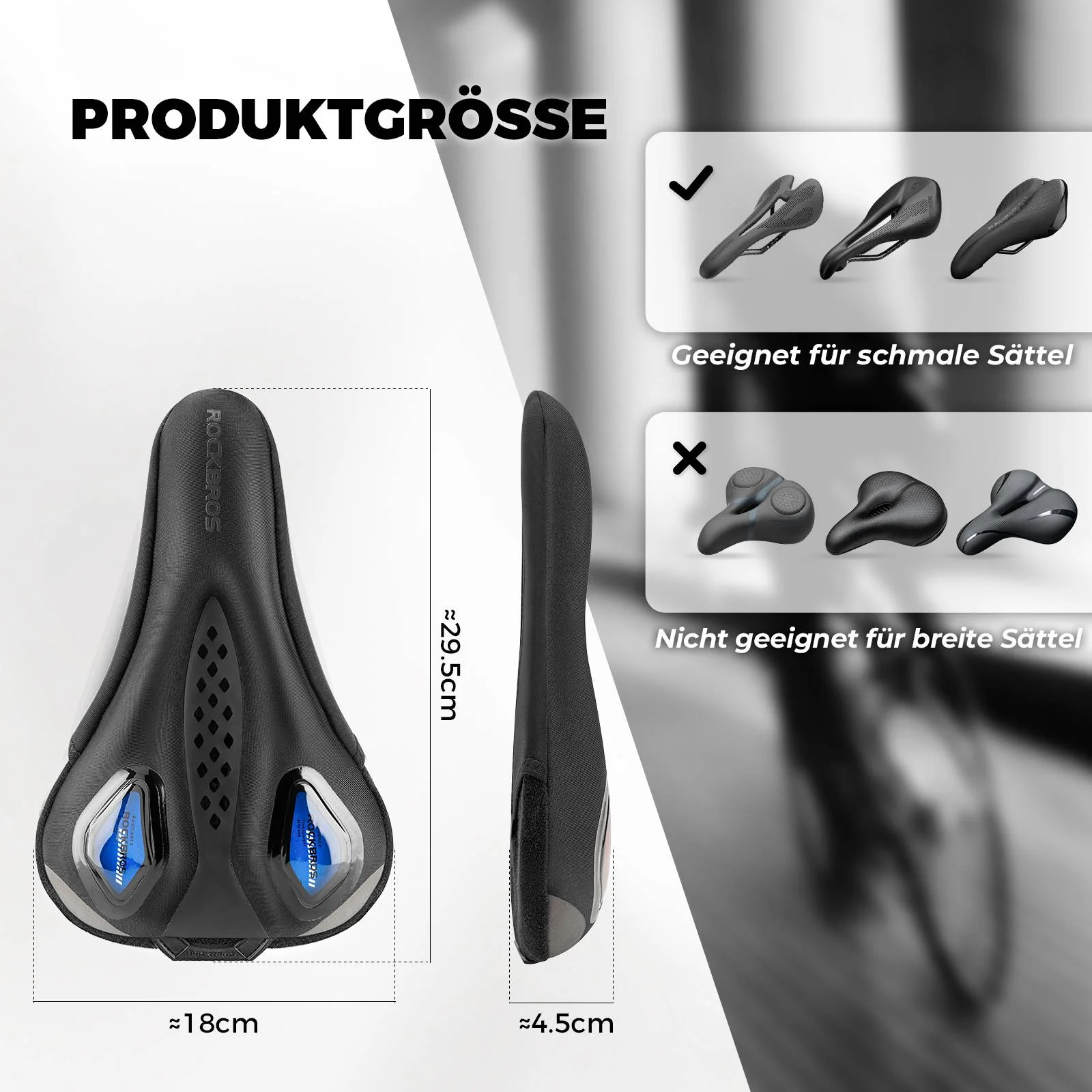 ROCKBROS Fahrrad Sattelbezug Gelüberzug für Fahrradsitz mit Wasserdichter - Image 3