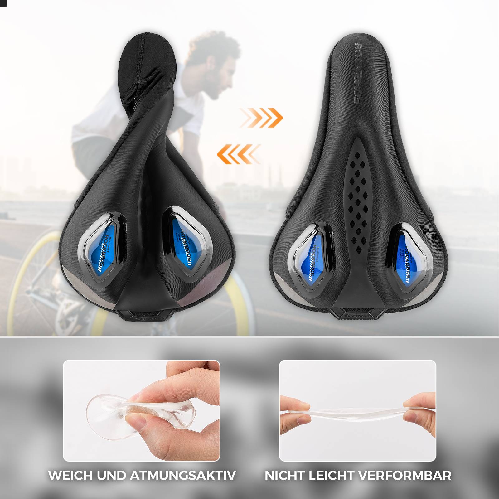 ROCKBROS Fahrrad Sattelbezug Gelüberzug für Fahrradsitz mit Wasserdichter - Image 4