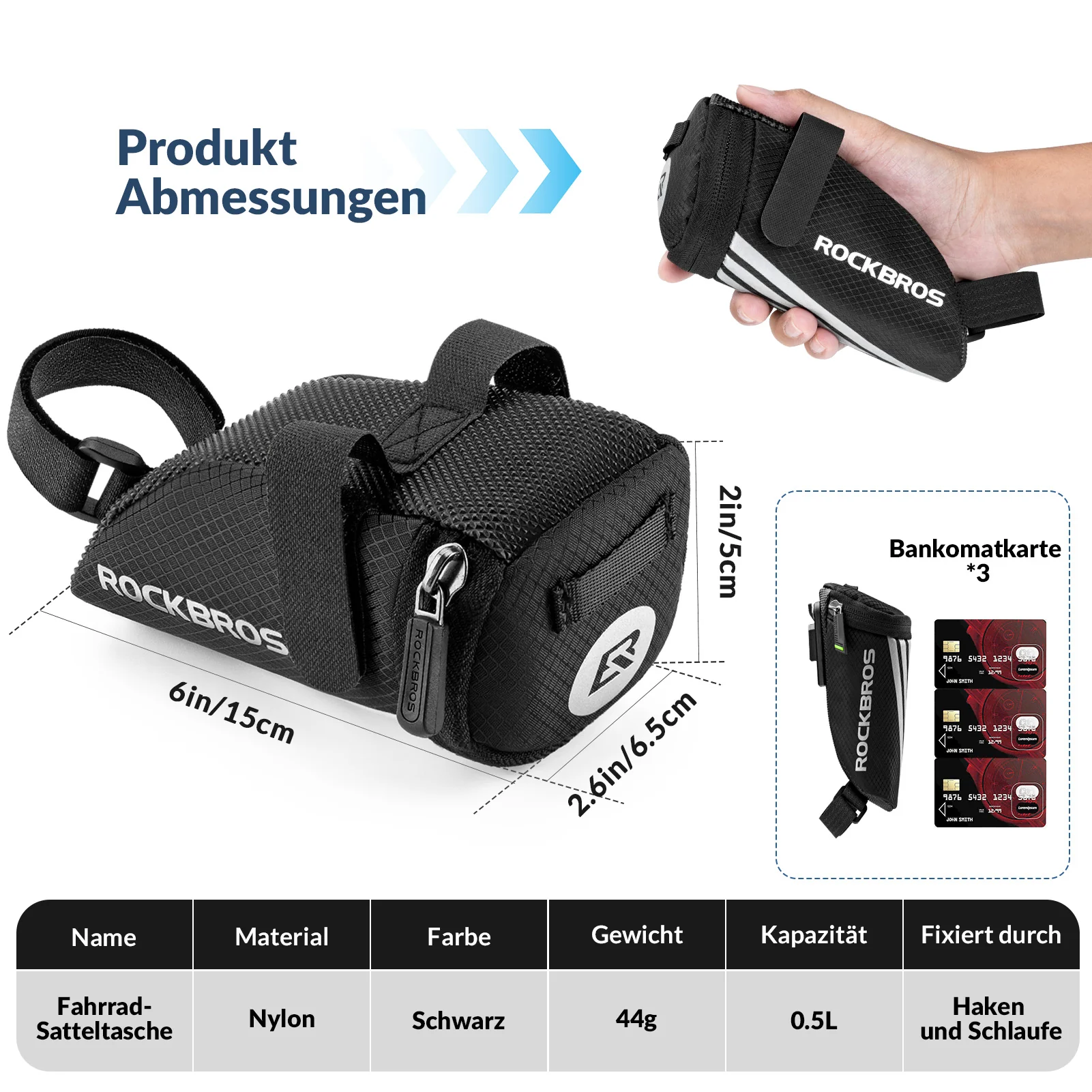 ROCKBROS Fahrrad Satteltasche für MTB/Rennrad/Faltrad Mini Portable - Image 13