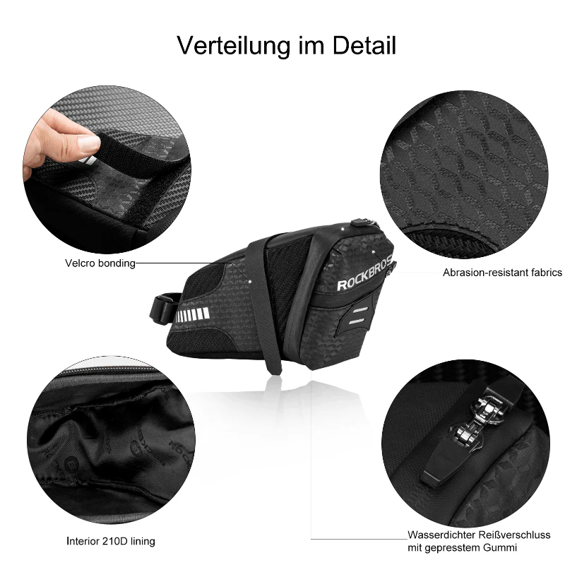 ROCKBROS Fahrrad Satteltasche mit 2 Zusätzliche Taschen 1,5L - Image 6