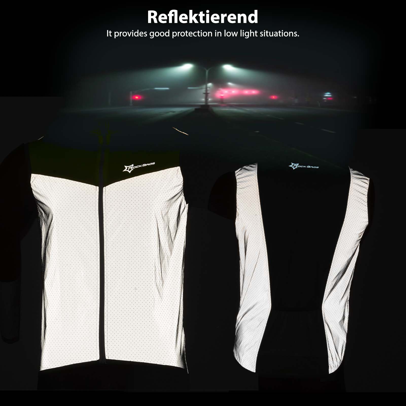 ROCKBROS Fahrrad Warnweste Reflektierende Fahrradweste Winddicht Atmungsaktiv - Image 3