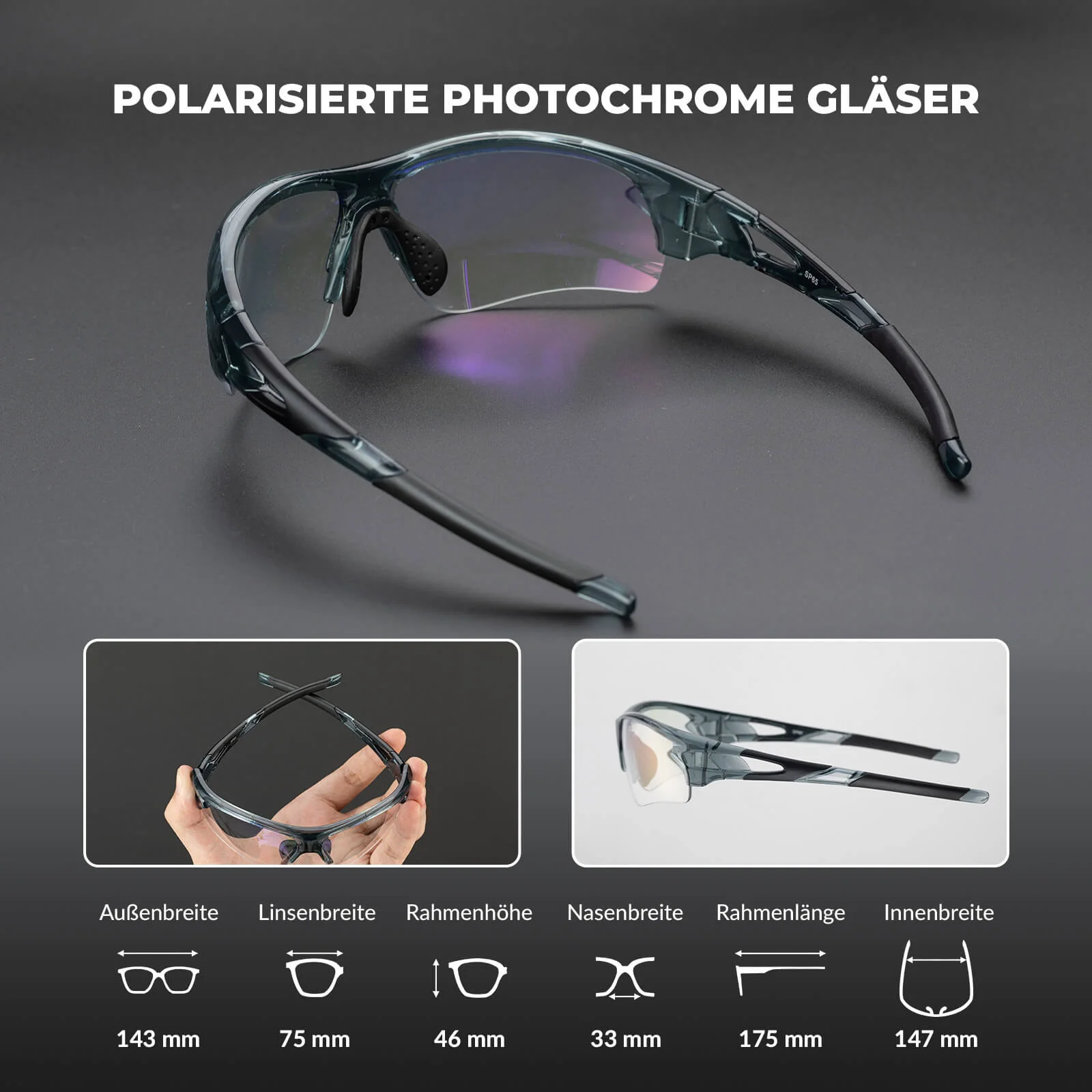 Photochromatische Fahrradbrille für Damen und Herren - Image 4