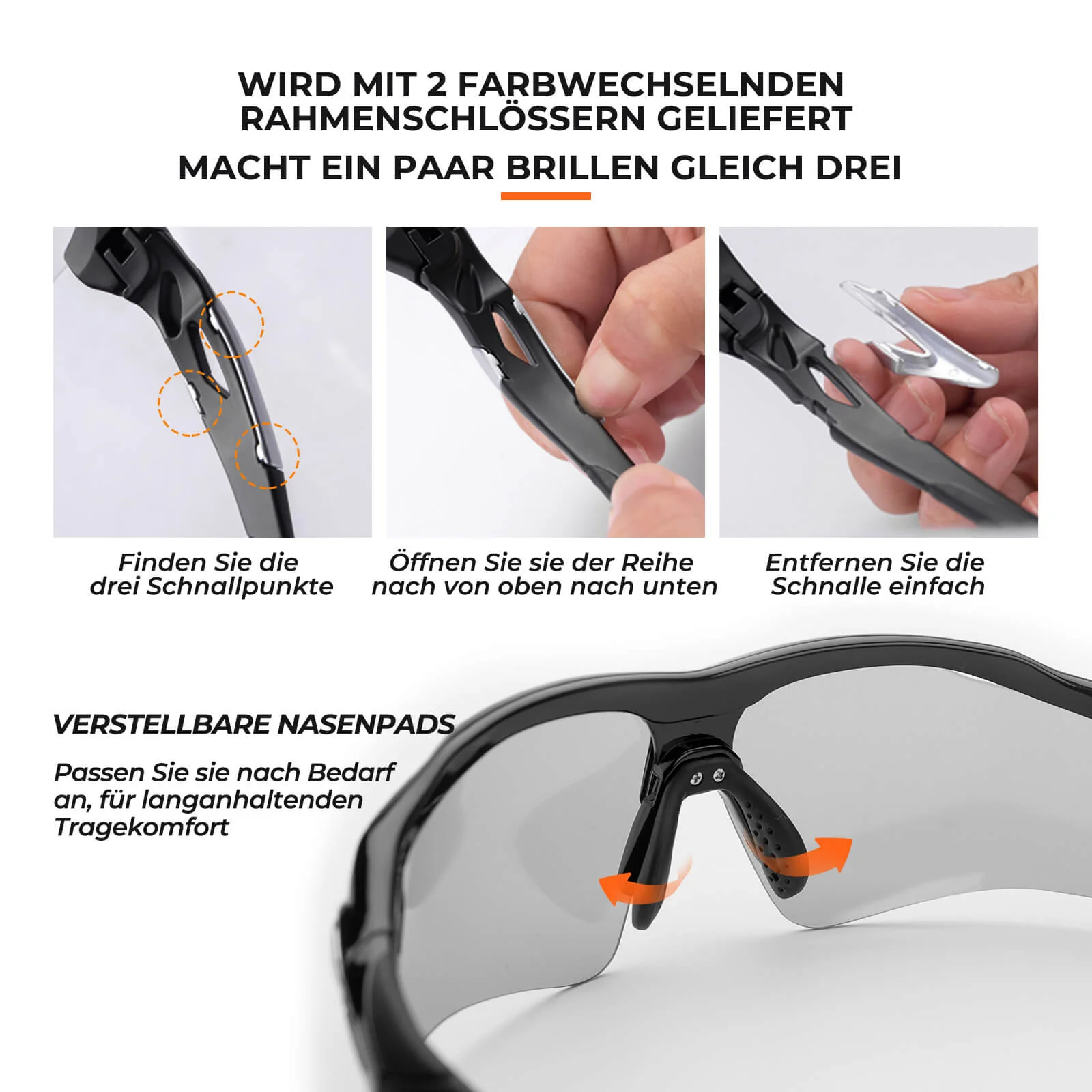 Photochromatische Fahrradbrille für Damen und Herren - Image 6