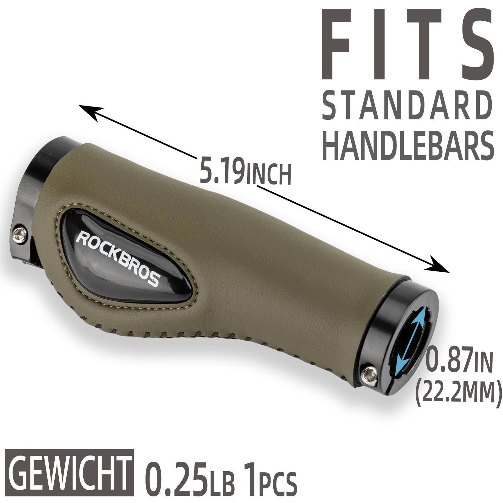 ROCKBROS Fahrradgriffe Ledergriffe für Lenker mit 22,2 mm Durchmesser - Image 20