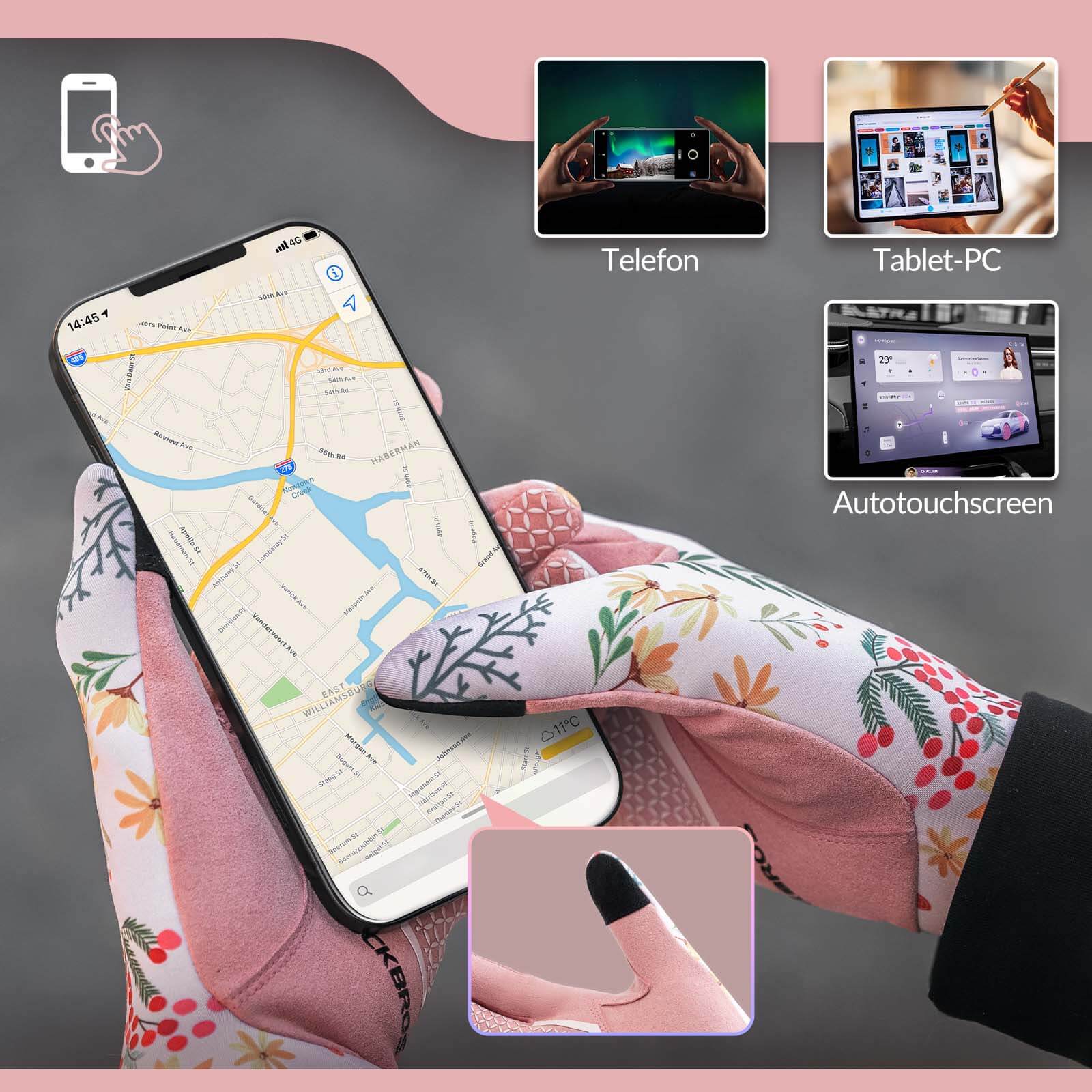 ROCKBROS Fahrradhandschuhe Damen Winddicht Handschuhe Touchscreen Atmungsaktiv - Image 3