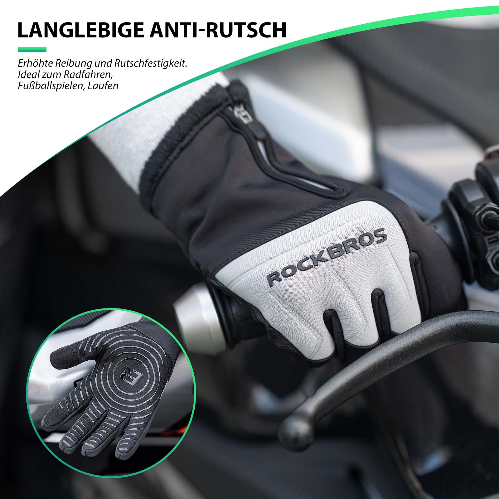 ROCKBROS Fahrradhandschuhe Touchscreen Warme Winterhandschuhe S-XL - Image 5