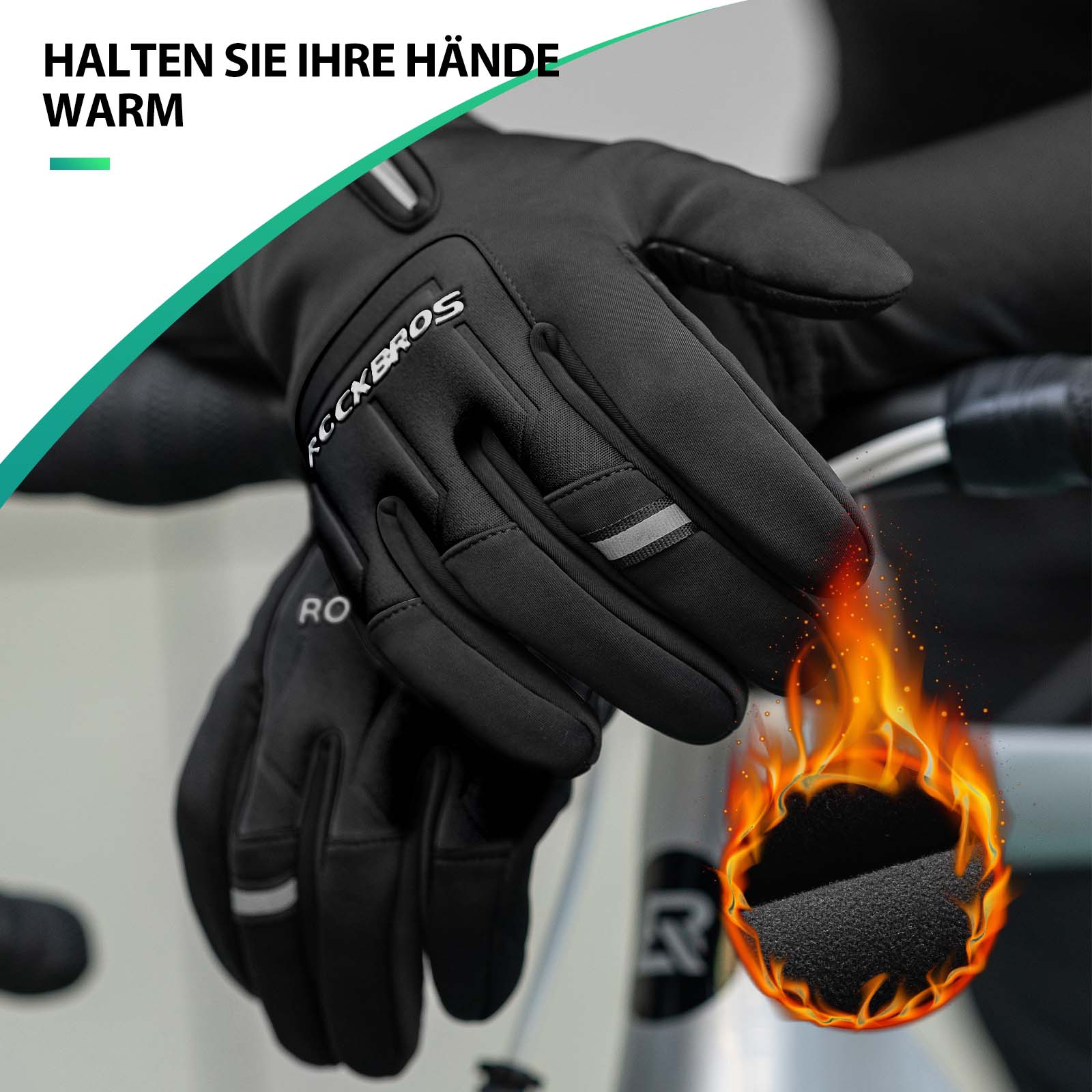 ROCKBROS Fahrradhandschuhe Touchscreen Warme Winterhandschuhe S-XL - Image 7