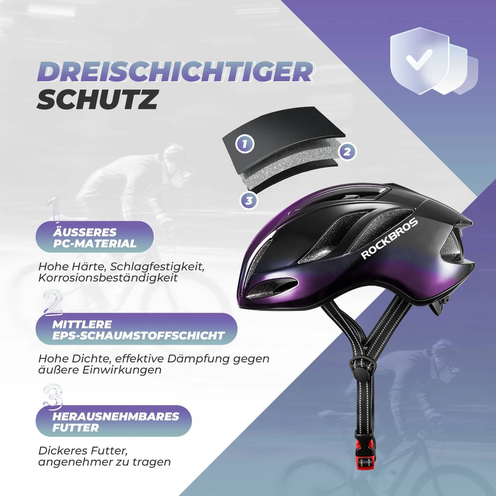 ROCKBROS Fahrradhelm 58-62cm Einstellbare Cityhelm Belüftung Unisex - Image 18