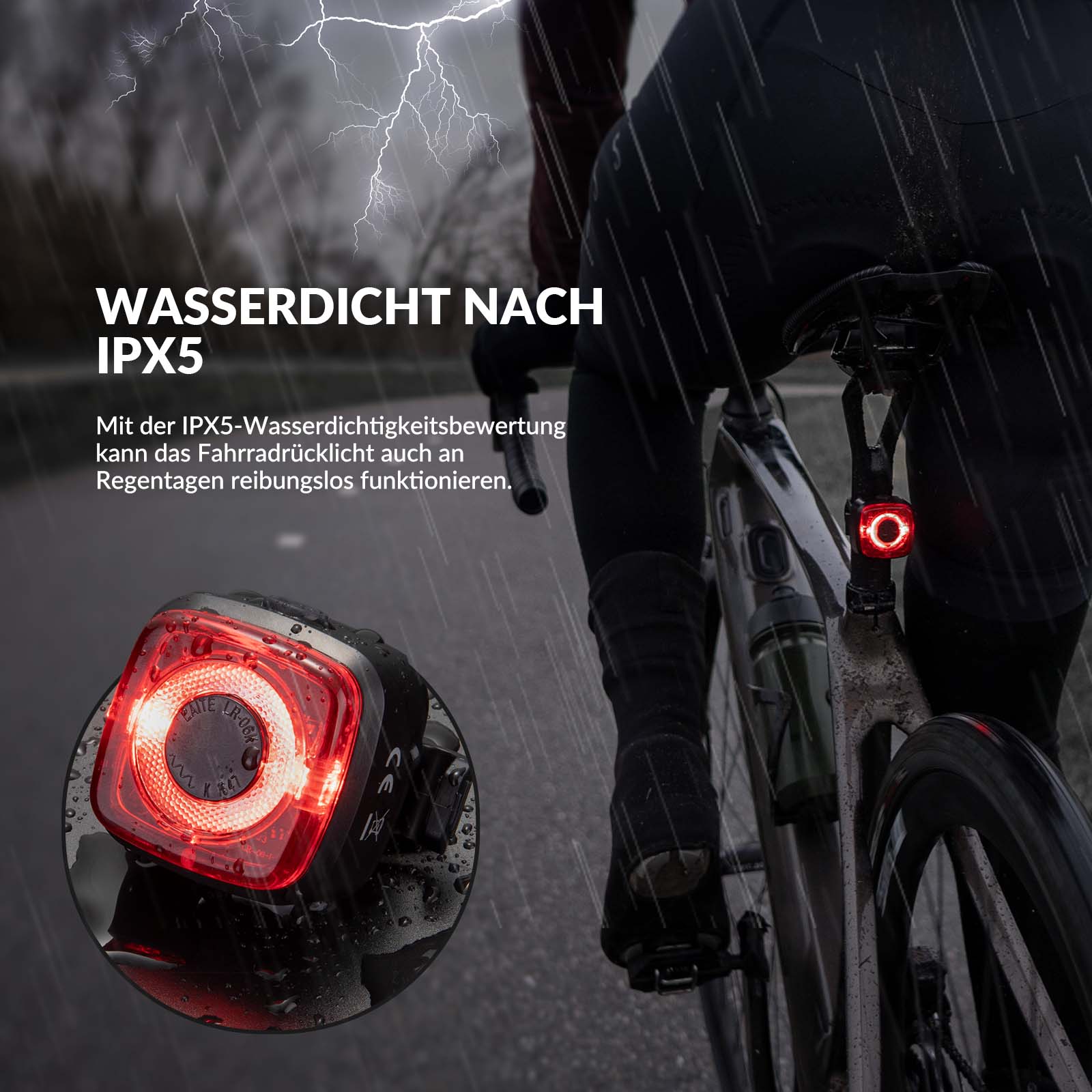 ROCKBROS Fahrradlicht IPX5 Wasserdicht Rücklicht Wiederaufladbar mit USB-C - Image 5
