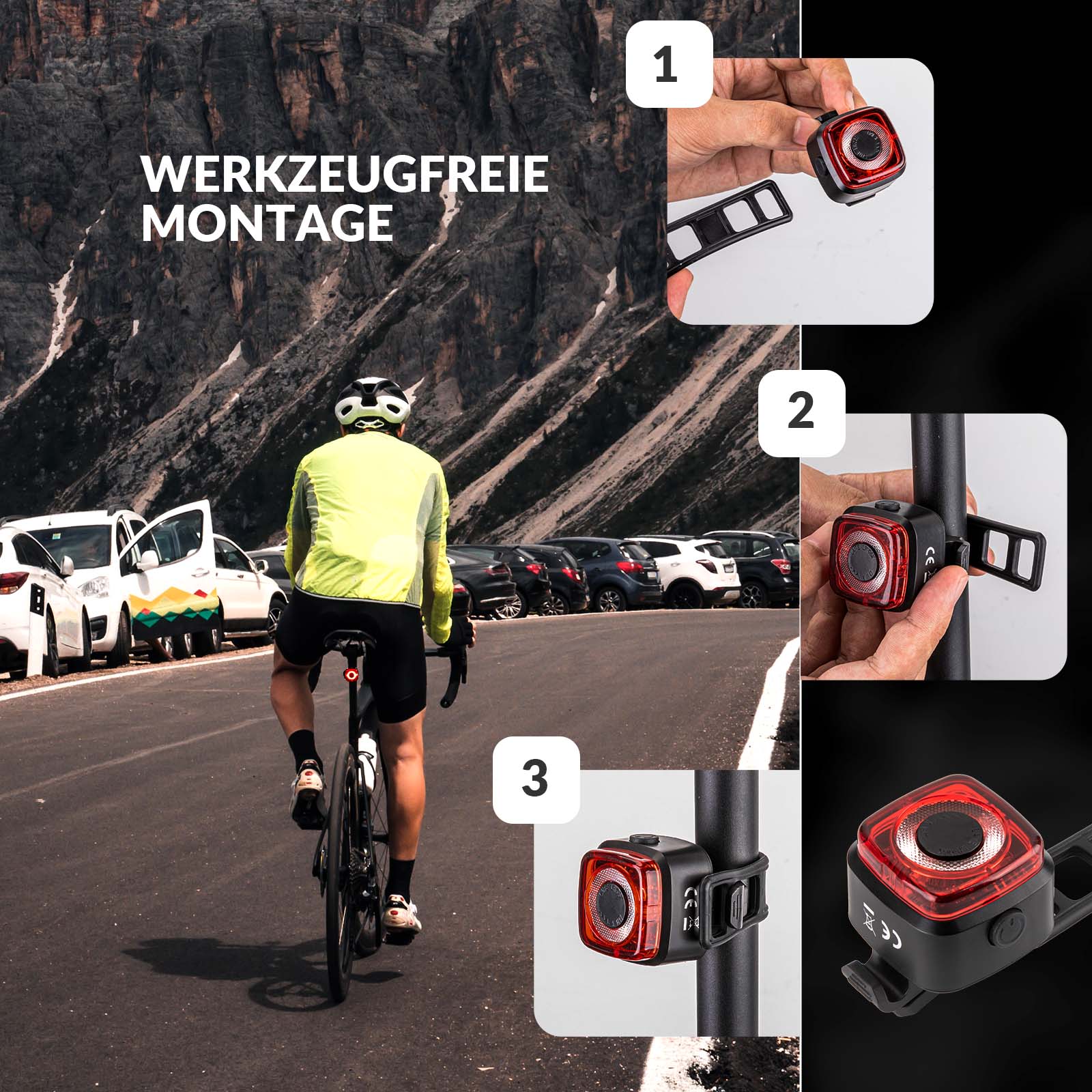 ROCKBROS Fahrradlicht IPX5 Wasserdicht Rücklicht Wiederaufladbar mit USB-C - Image 6