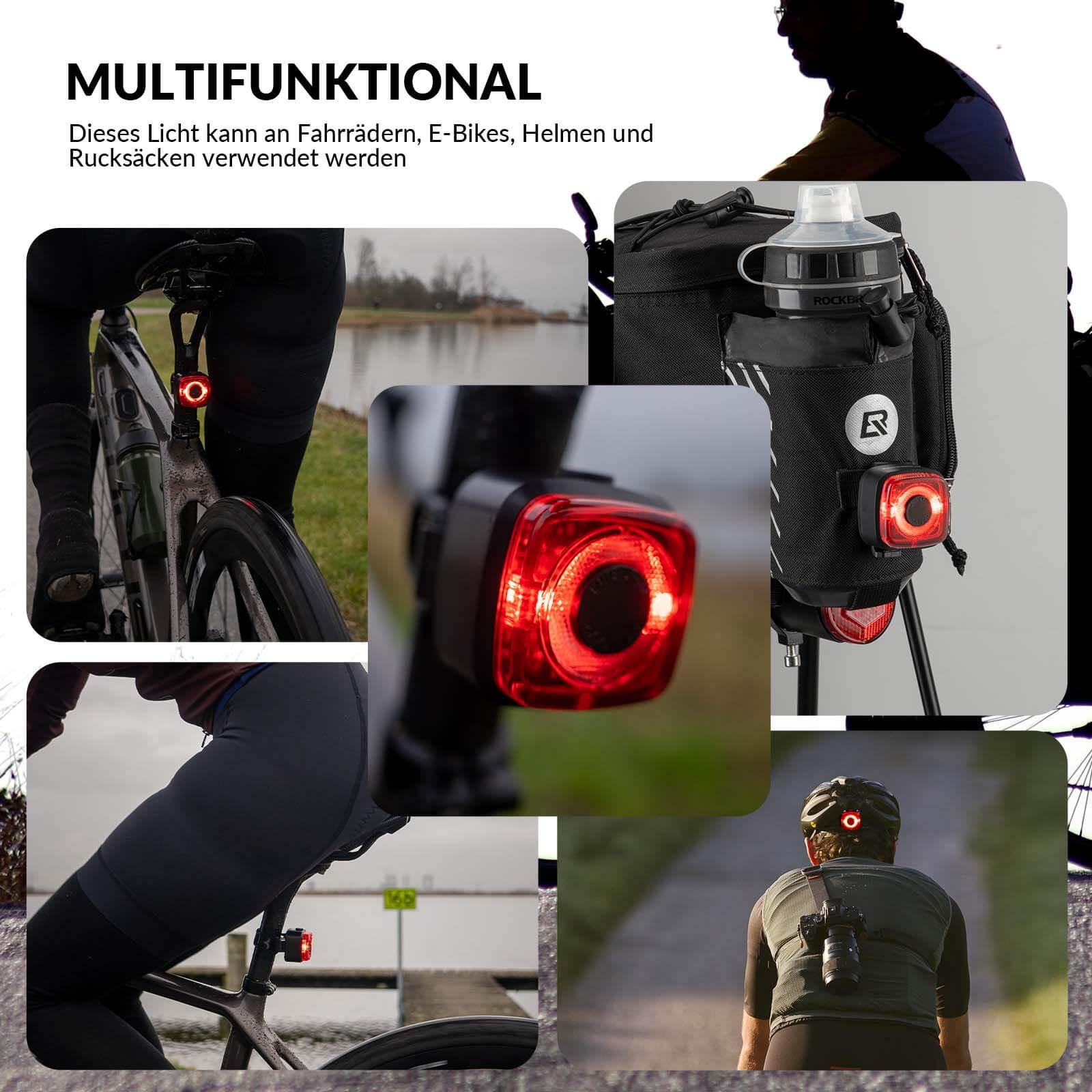 ROCKBROS Fahrradlicht IPX5 Wasserdicht Rücklicht Wiederaufladbar mit USB-C - Image 8