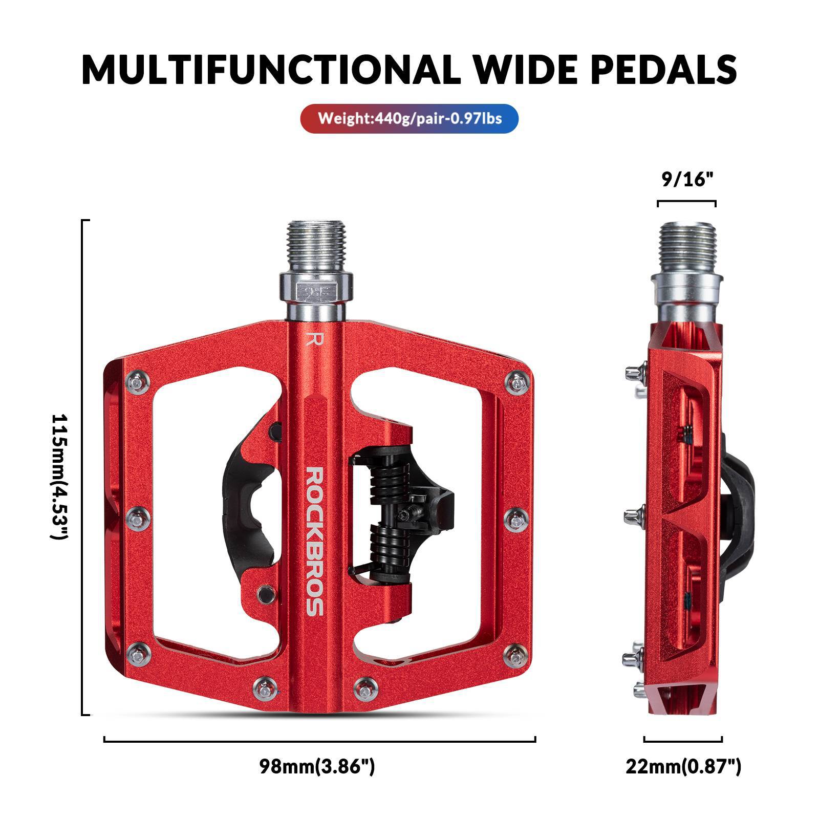 ROCKBROS Fahrradpedale Alu 2 in 1 SPD Pedale für MTB Rennrad Stadtrad - Image 11
