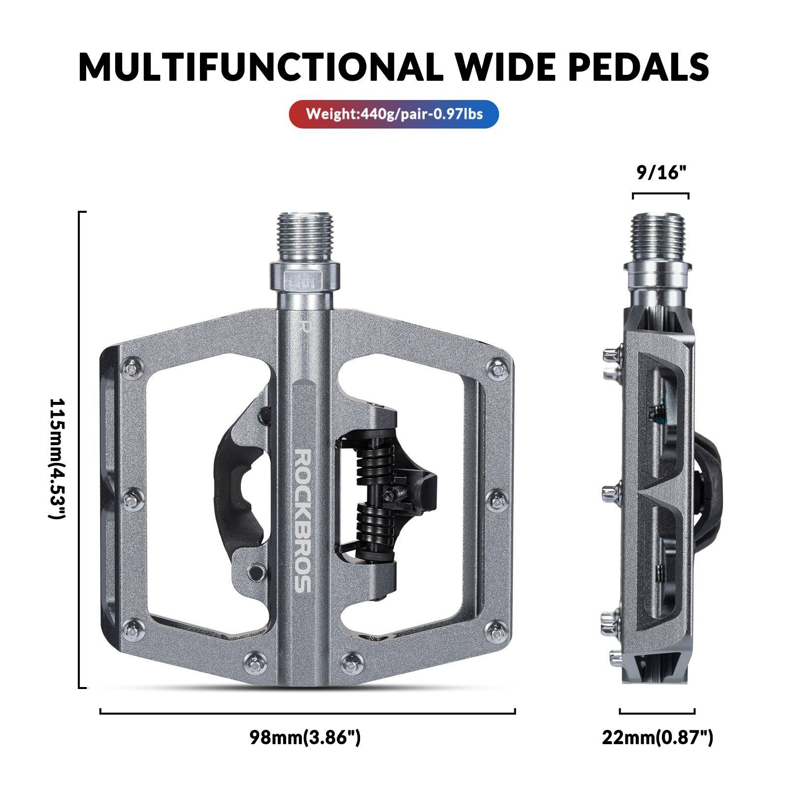 ROCKBROS Fahrradpedale Alu 2 in 1 SPD Pedale für MTB Rennrad Stadtrad - Image 20