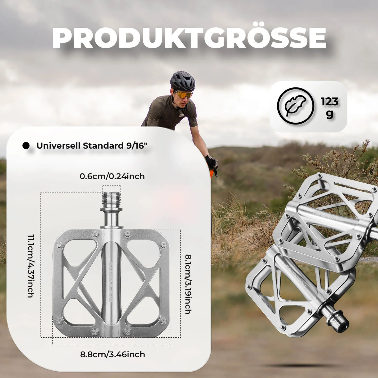 ROCKBROS Fahrradpedale aus Titanlegierung 3-Lager MTB-Pedale Plattform 9/16 Zoll - Image 3
