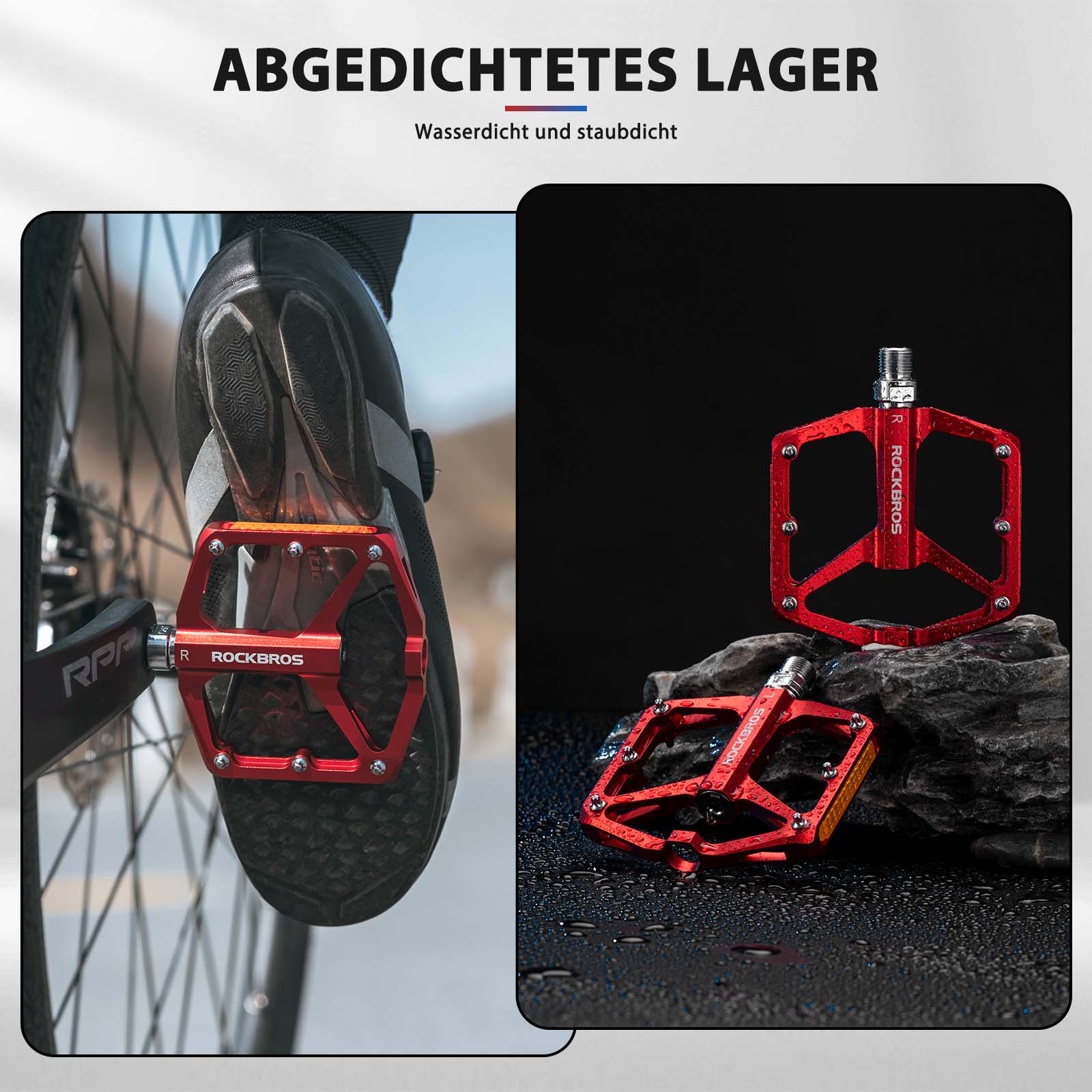ROCKBROS Fahrradpedale mit Reflektoren aus Aluminiumlegierung 9/16 Zoll - Image 14