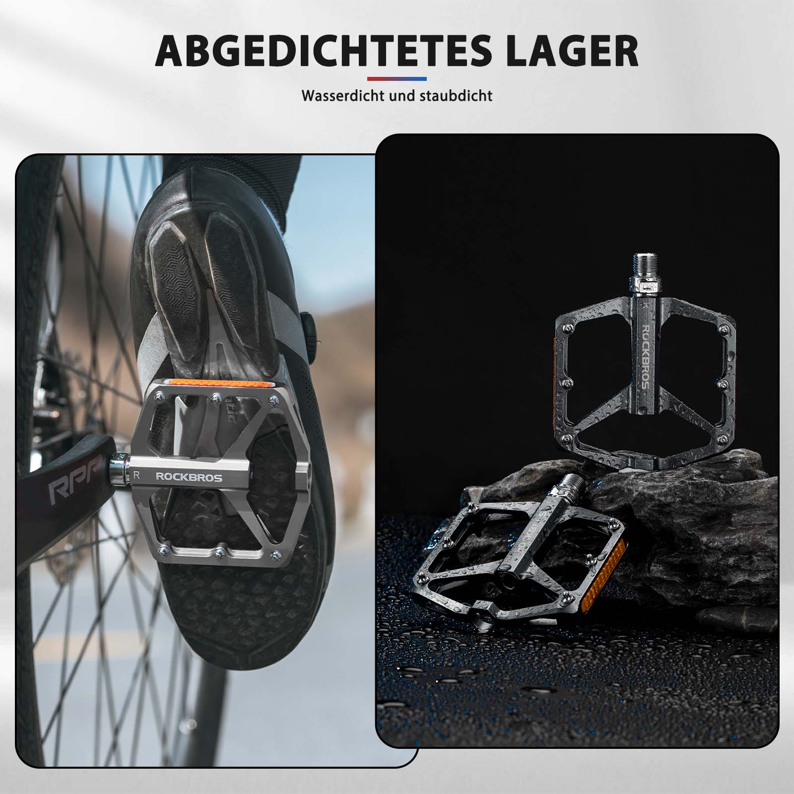 ROCKBROS Fahrradpedale mit Reflektoren aus Aluminiumlegierung 9/16 Zoll - Image 25