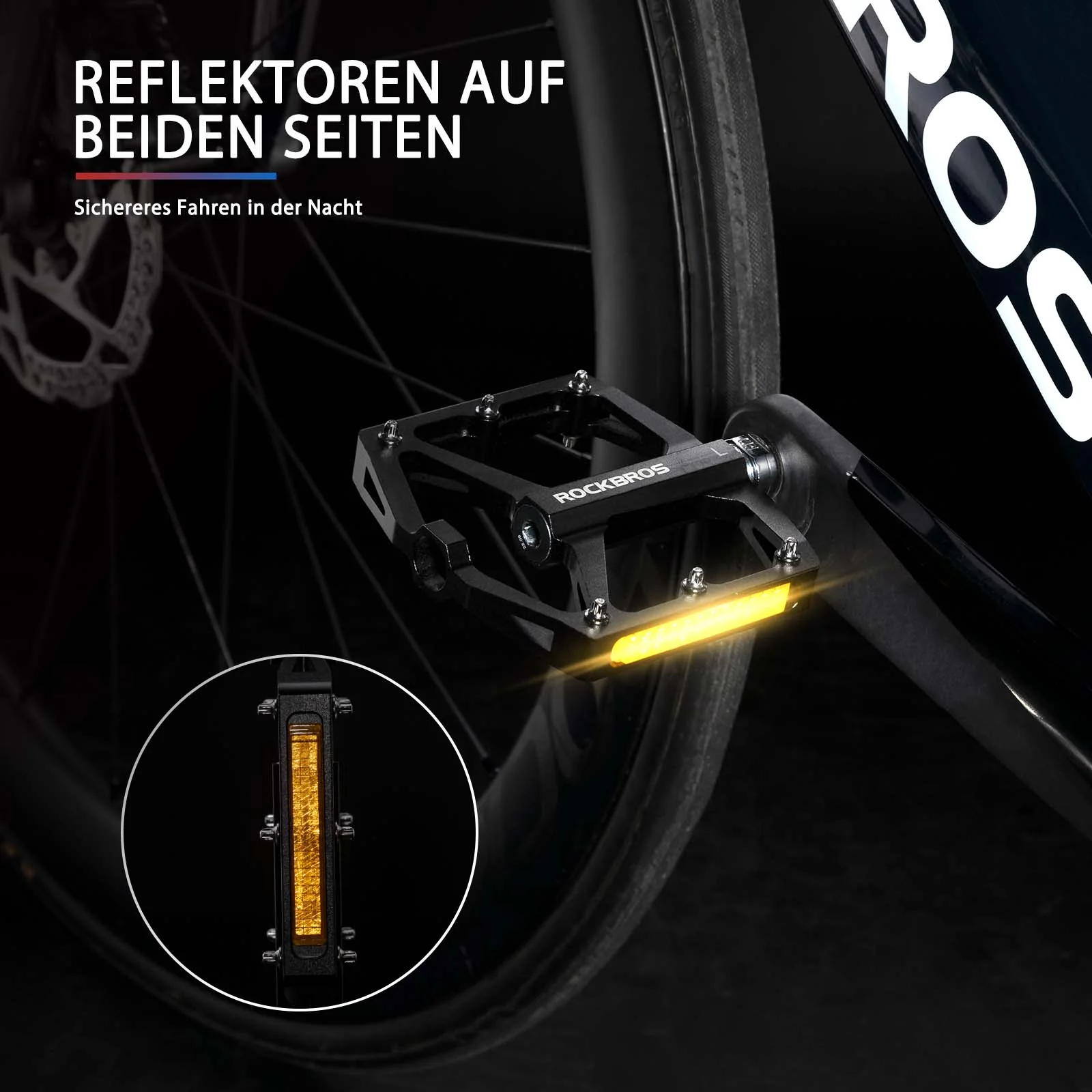 ROCKBROS Fahrradpedale mit Reflektoren aus Aluminiumlegierung 9/16 Zoll - Image 27