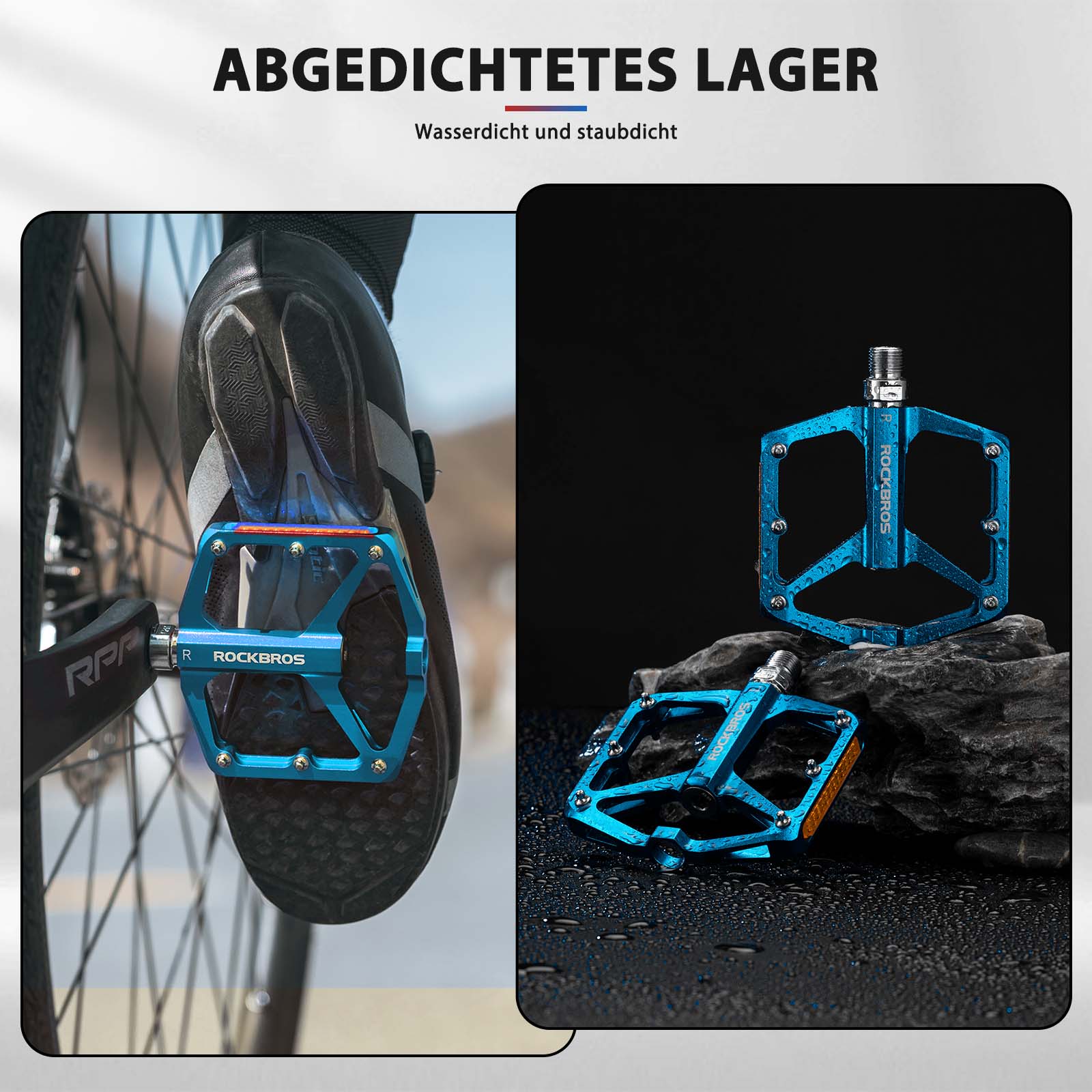ROCKBROS Fahrradpedale mit Reflektoren aus Aluminiumlegierung 9/16 Zoll - Image 9