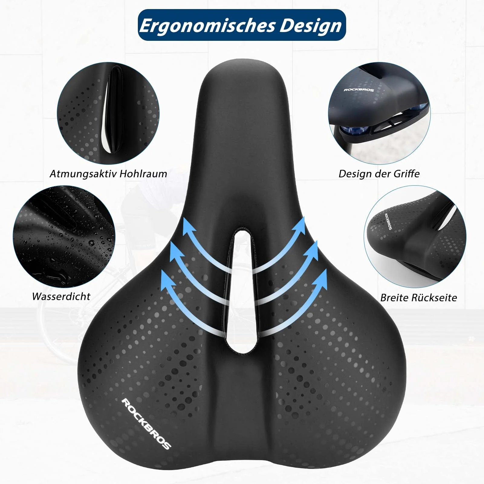 ROCKBROS Fahrradsattel aus Atmungsaktiv hohler Memory Foam - Image 3