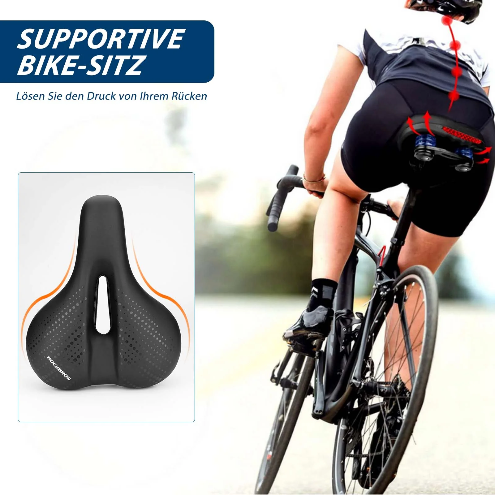 ROCKBROS Fahrradsattel aus Atmungsaktiv hohler Memory Foam - Image 6