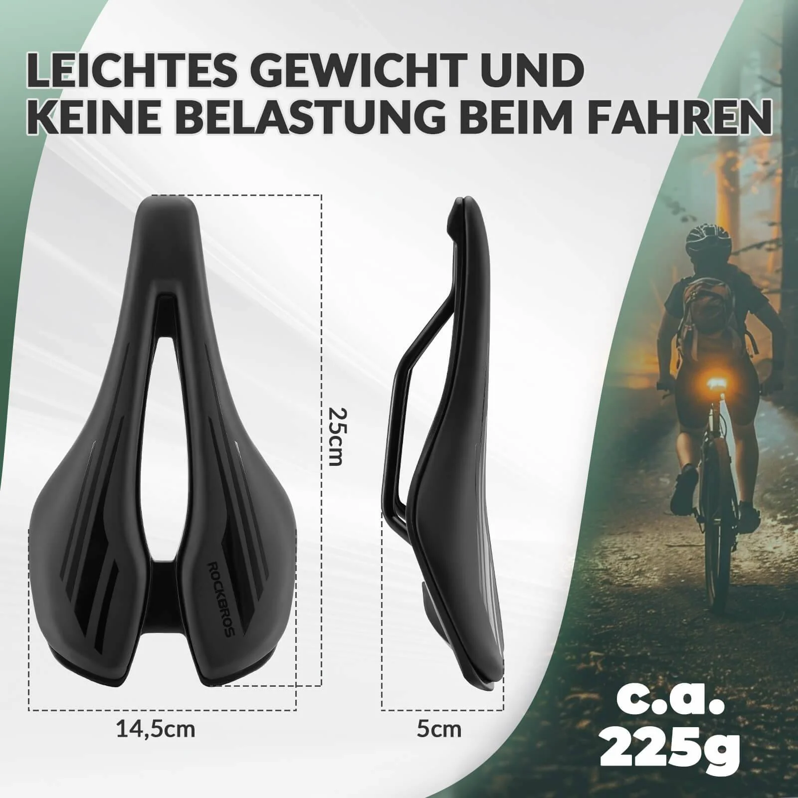 ROCKBROS Fahrradsattel Ergonomisch Fahrradsitz Atmungsaktiver 14,5 * 25cm - Image 7