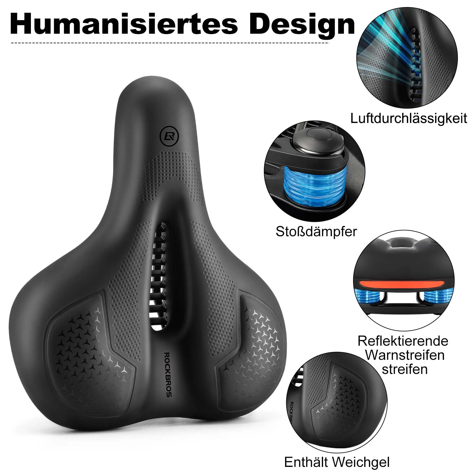 ROCKBROS Fahrradsattel Memory Foam Atmungsaktiv Gel Sattel - Image 3