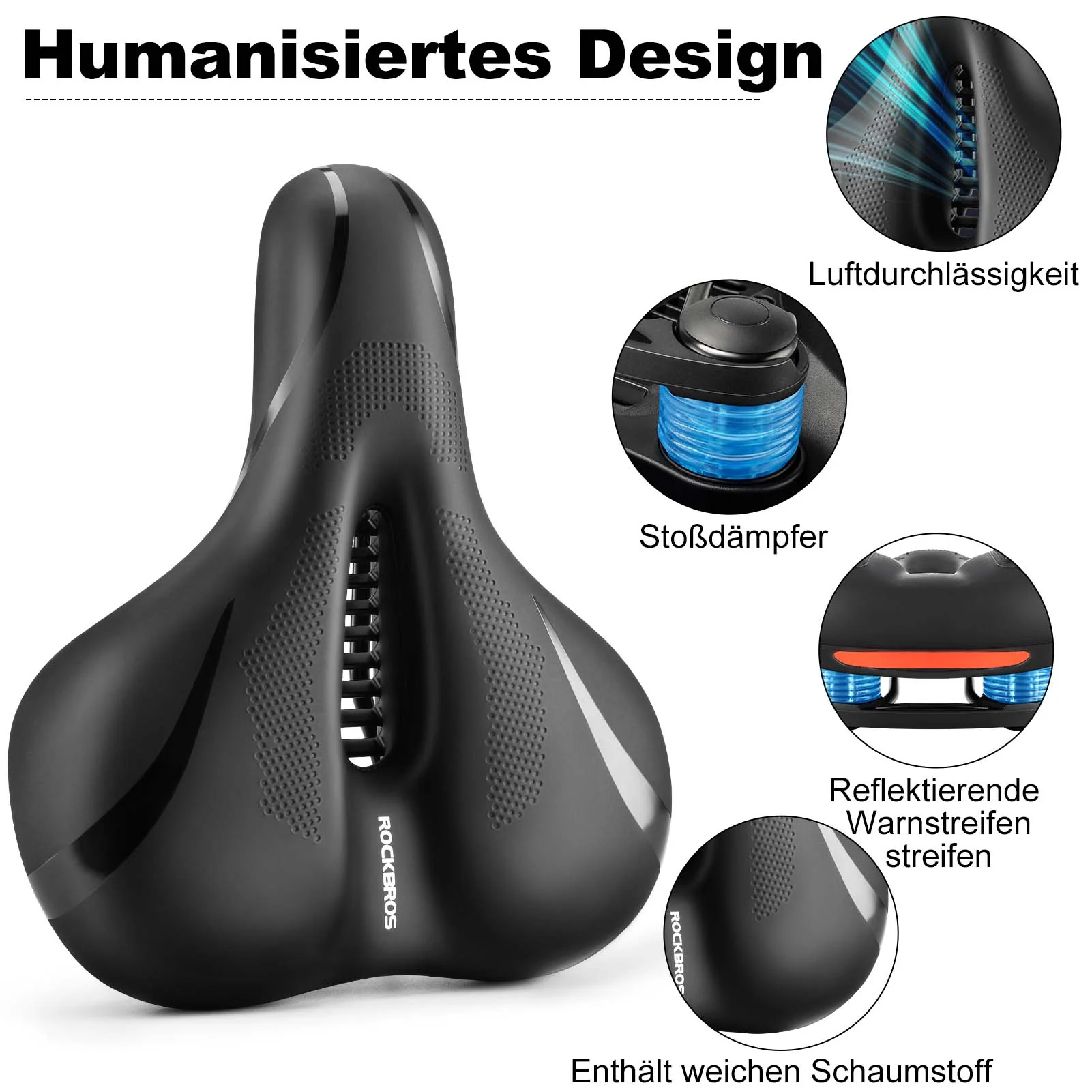 ROCKBROS Fahrradsattel Memory Foam Atmungsaktiv Gel Sattel - Image 5