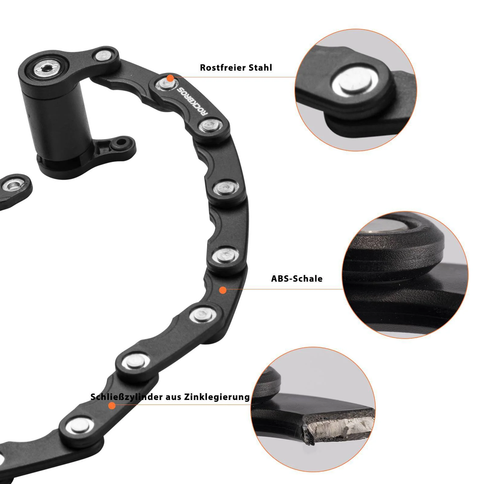 ROCKBROS Fahrradschloss Faltschloss 70 cm Lang Schwarz - Image 15
