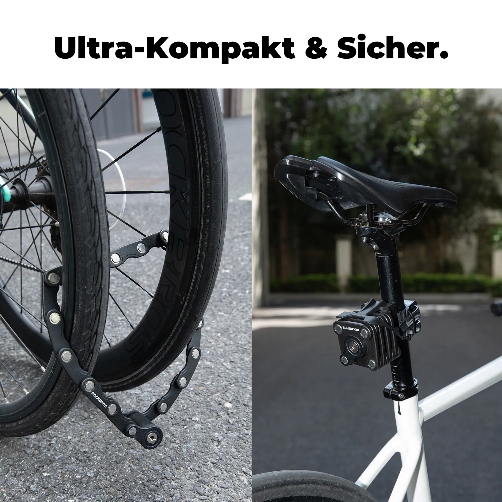 ROCKBROS Fahrradschloss Faltschloss 70 cm Lang Schwarz - Image 3