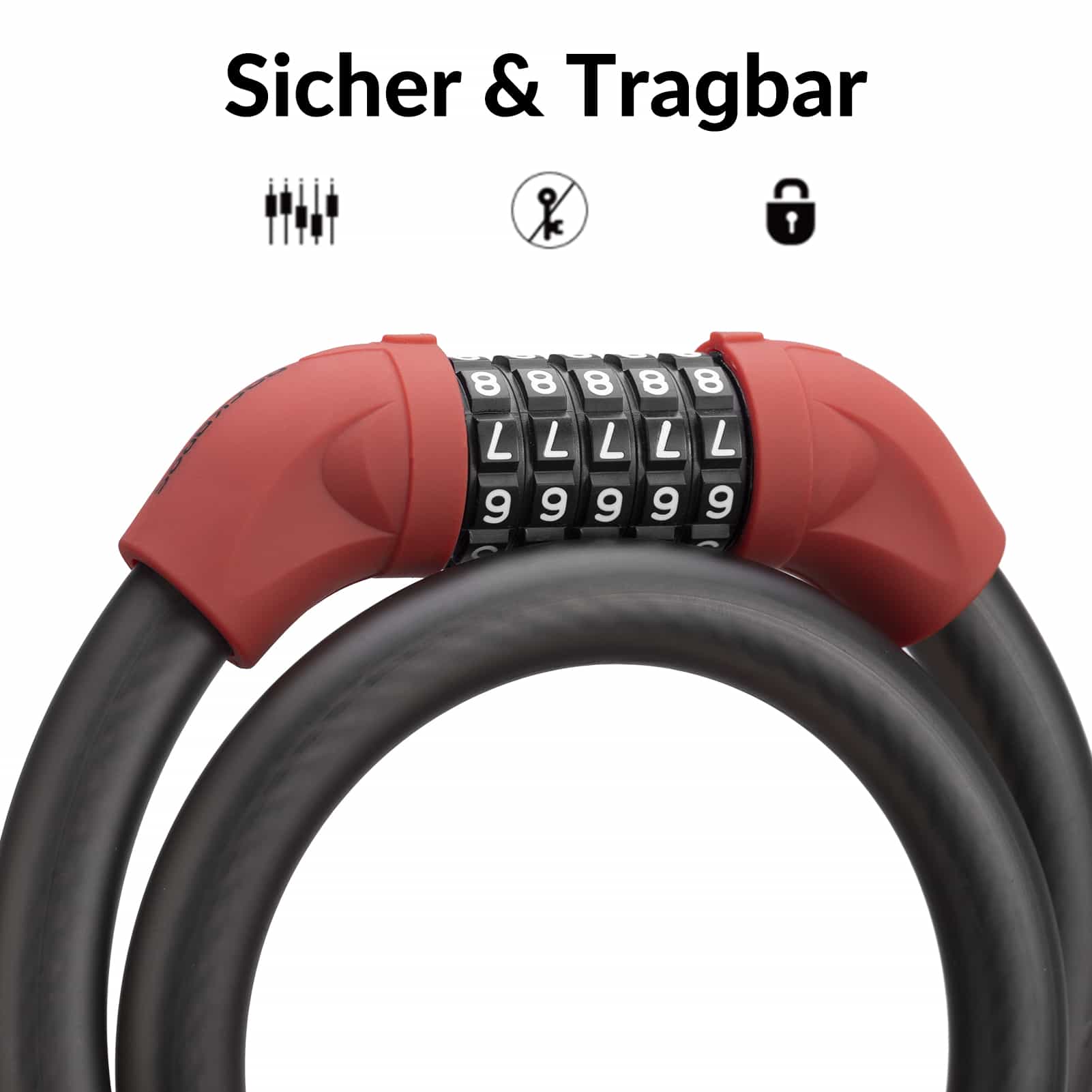 ROCKBROS Fahrradschloss Kabelschloss Zahlenschloss mit 5-stelliges Zahlencode - Image 13