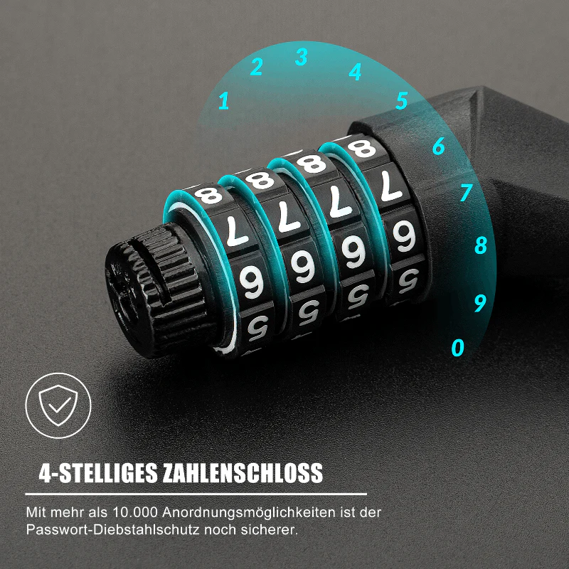 ROCKBROS Fahrradschloss Zahlenschloss Helmschloss mit 4-stellig Code max. 150 cm - Image 7