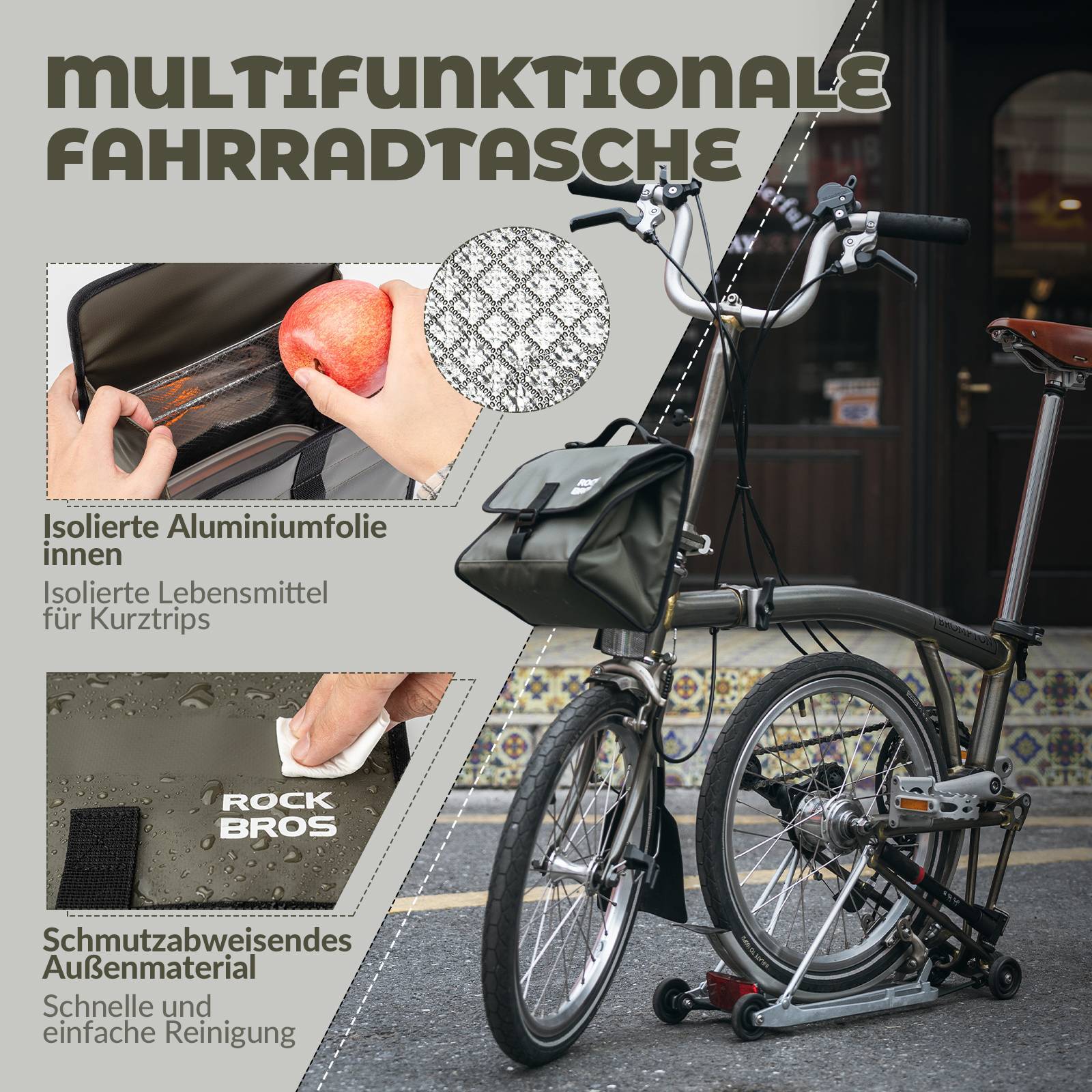 ROCKBROS Fahrradtasche Lenkertasche Fronttasche mit Schultergurt - Image 8