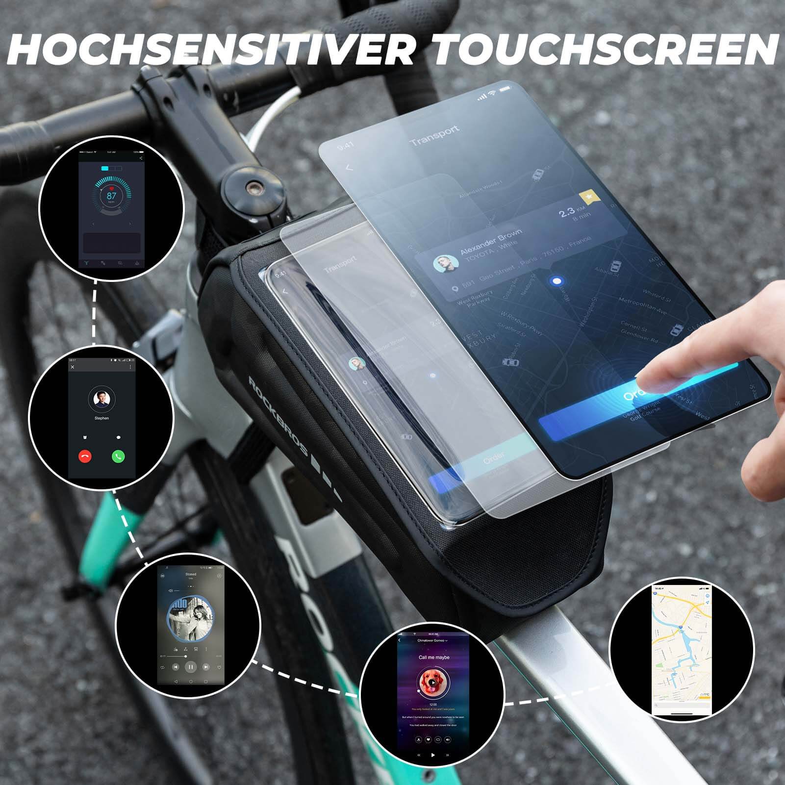 ROCKBROS Fahrradtasche Wasserdicht Handytasche Touchscreen für Smartphone 6,8 Zoll - Image 10